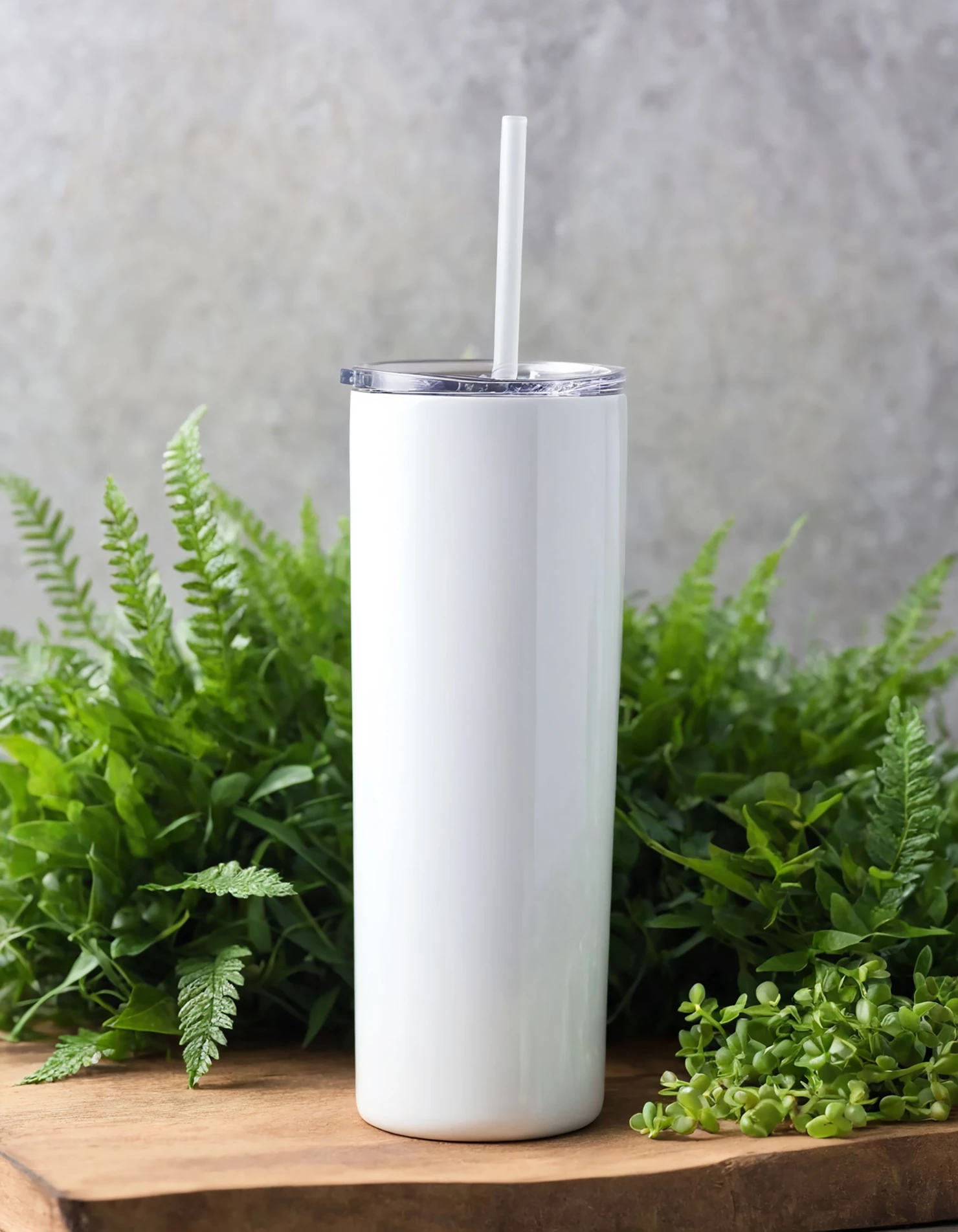 White color sublimation 20 oz skinny tumbler with straw #39764