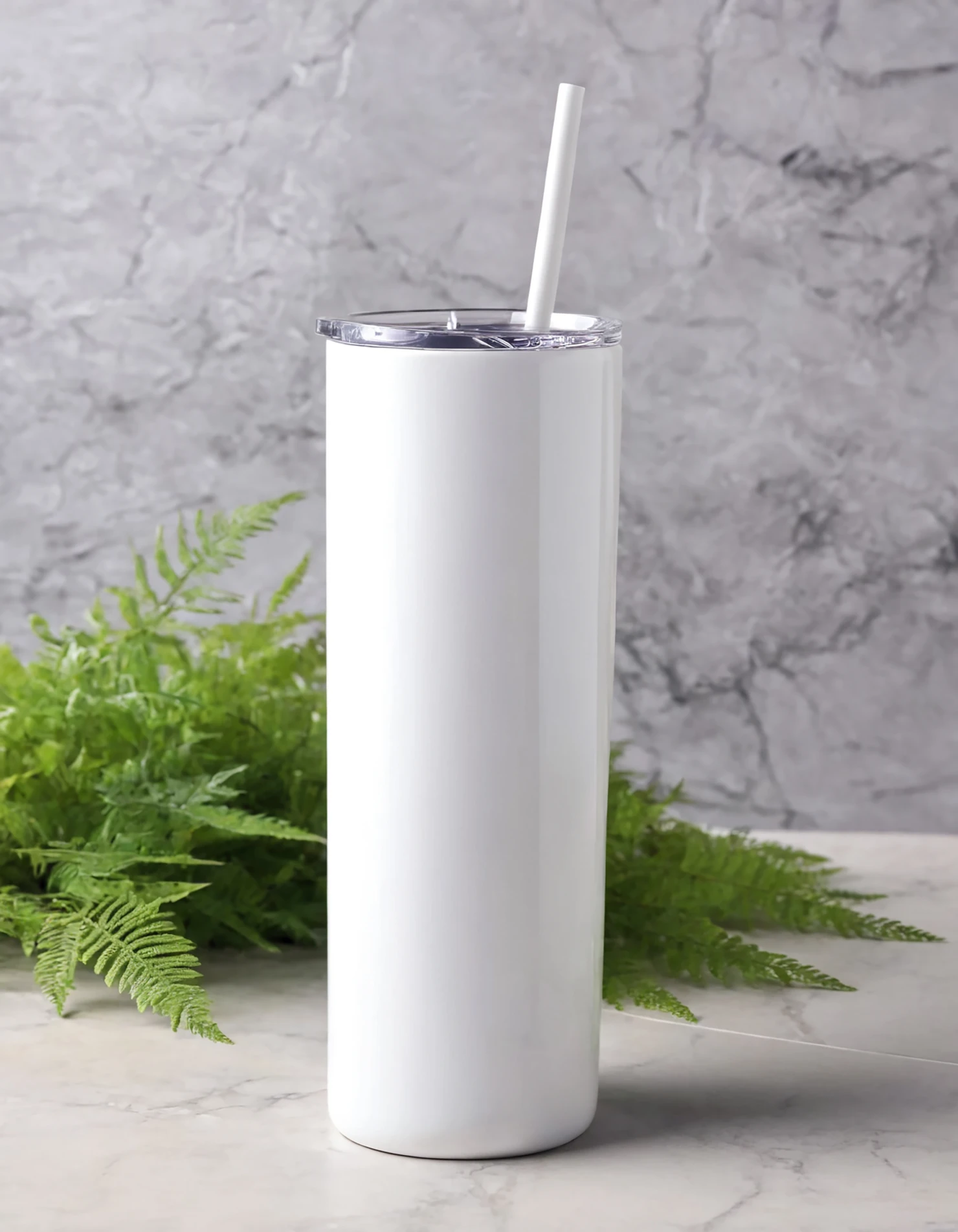 White color sublimation 20 oz skinny tumbler with straw #39765