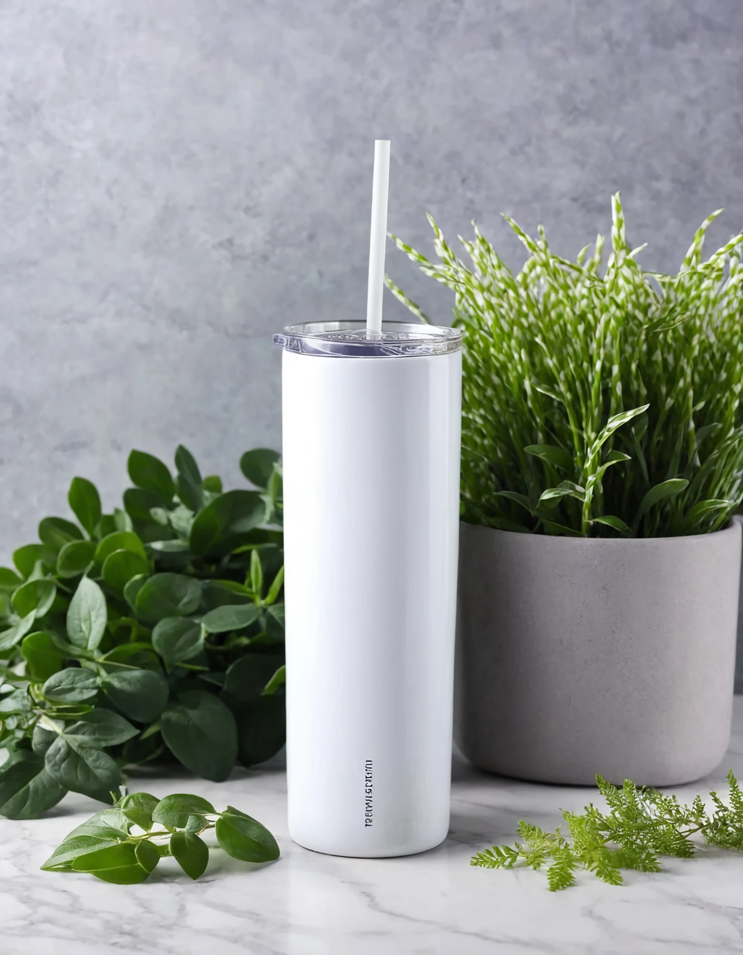 White color sublimation 20 oz skinny tumbler with straw #39769