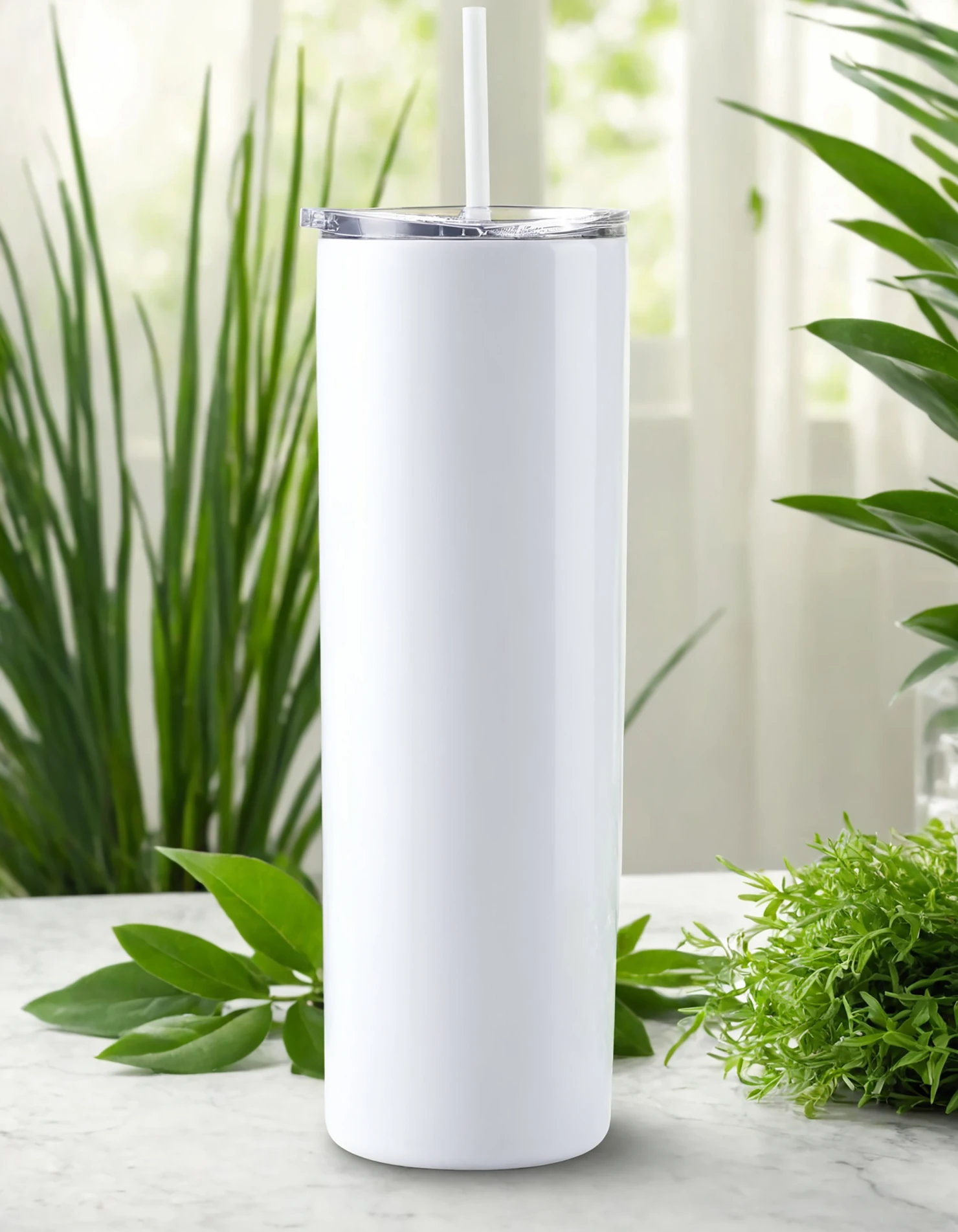 White color sublimation 20 oz skinny tumbler with straw #39771
