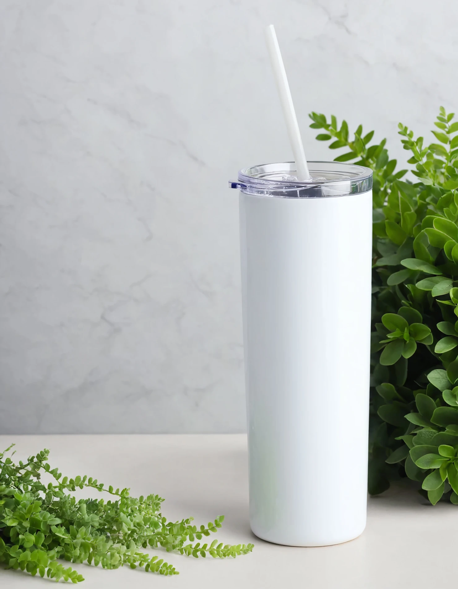 White color sublimation 20 oz skinny tumbler with straw #39773