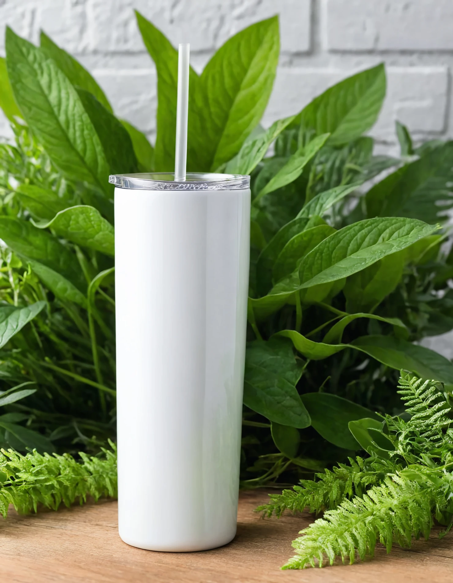 White color sublimation 20 oz skinny tumbler with straw #39776