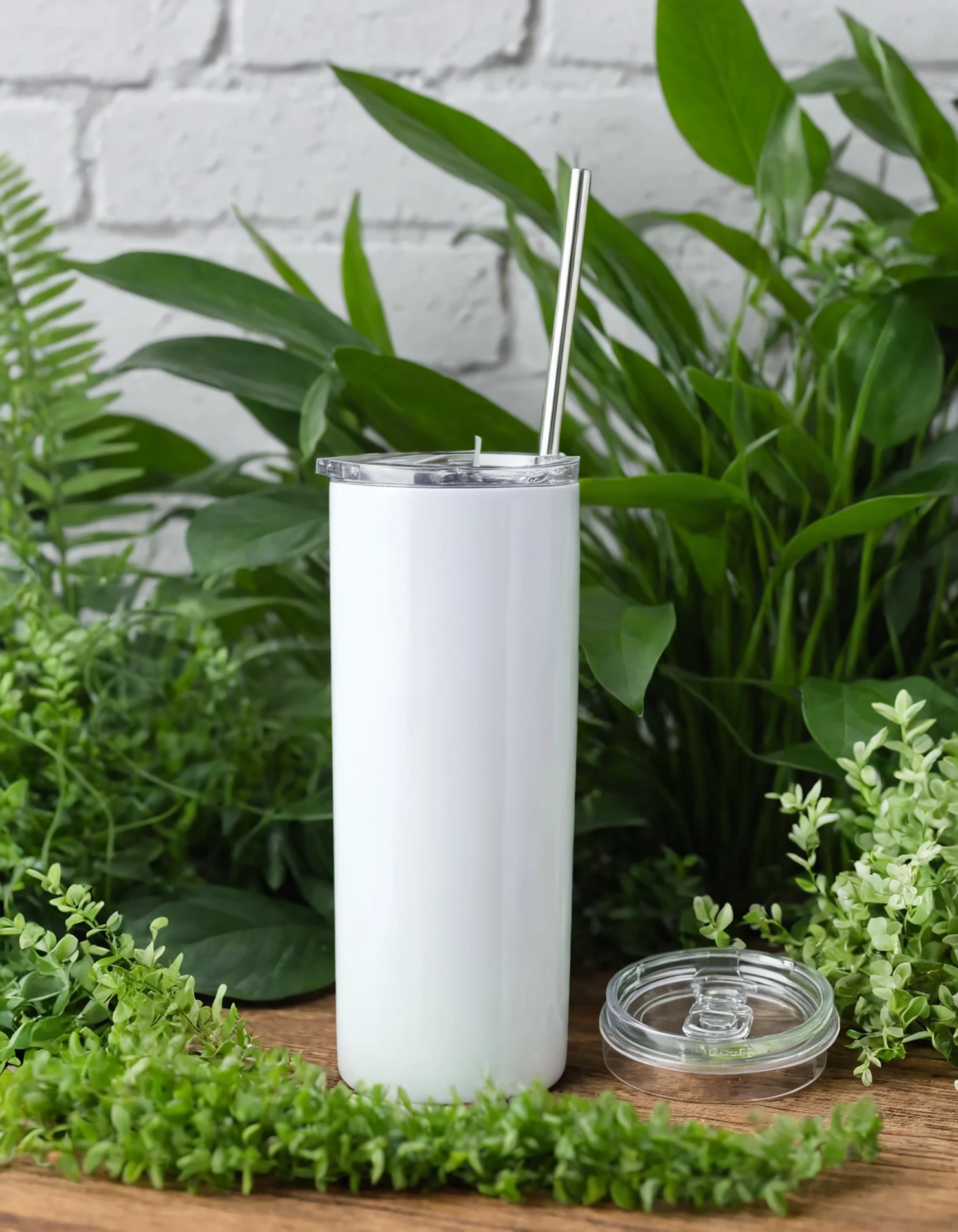 White color sublimation 20 oz skinny tumbler with straw #39779