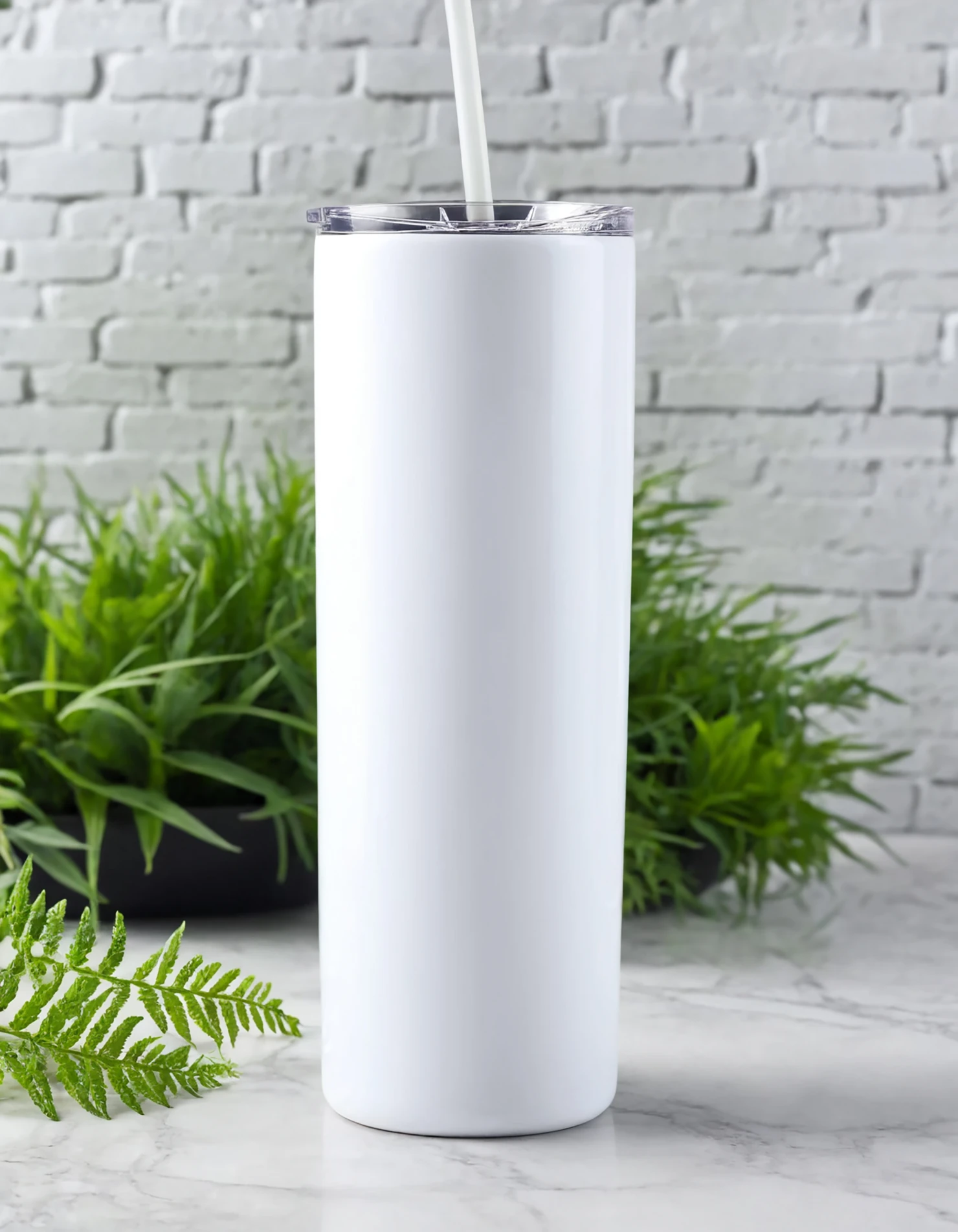 White color sublimation 20 oz skinny tumbler with straw #39783