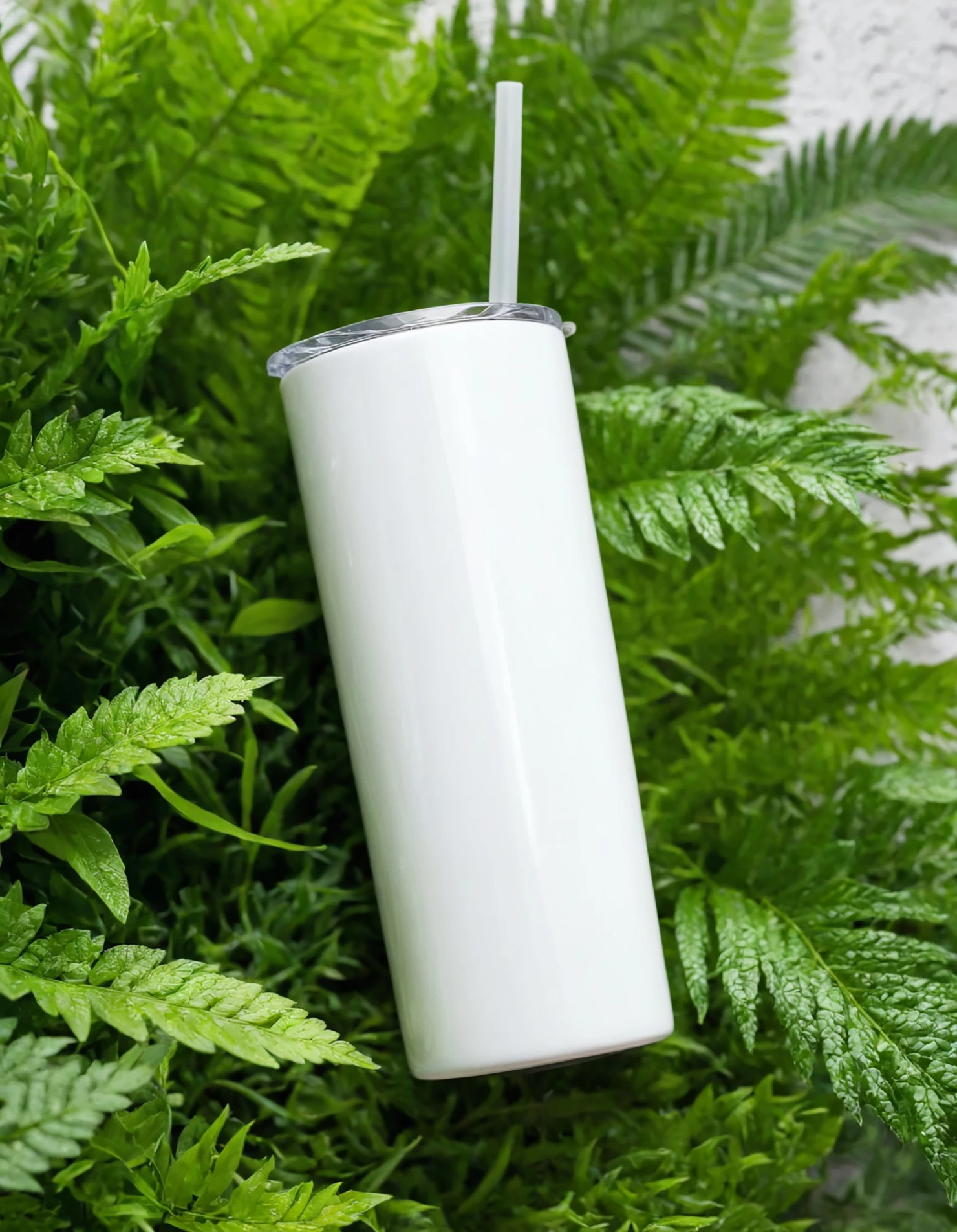 White color sublimation 20 oz skinny tumbler with straw #39784