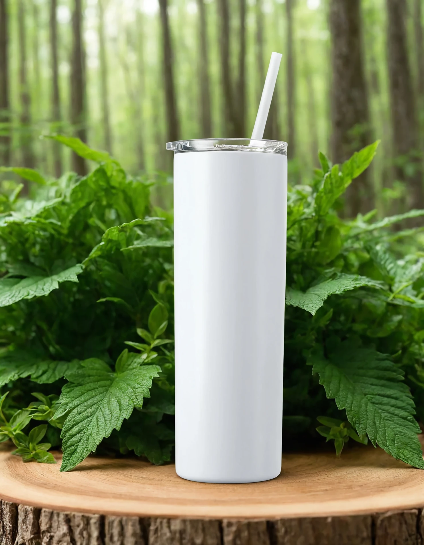 White color sublimation 20 oz skinny tumbler with straw #39786