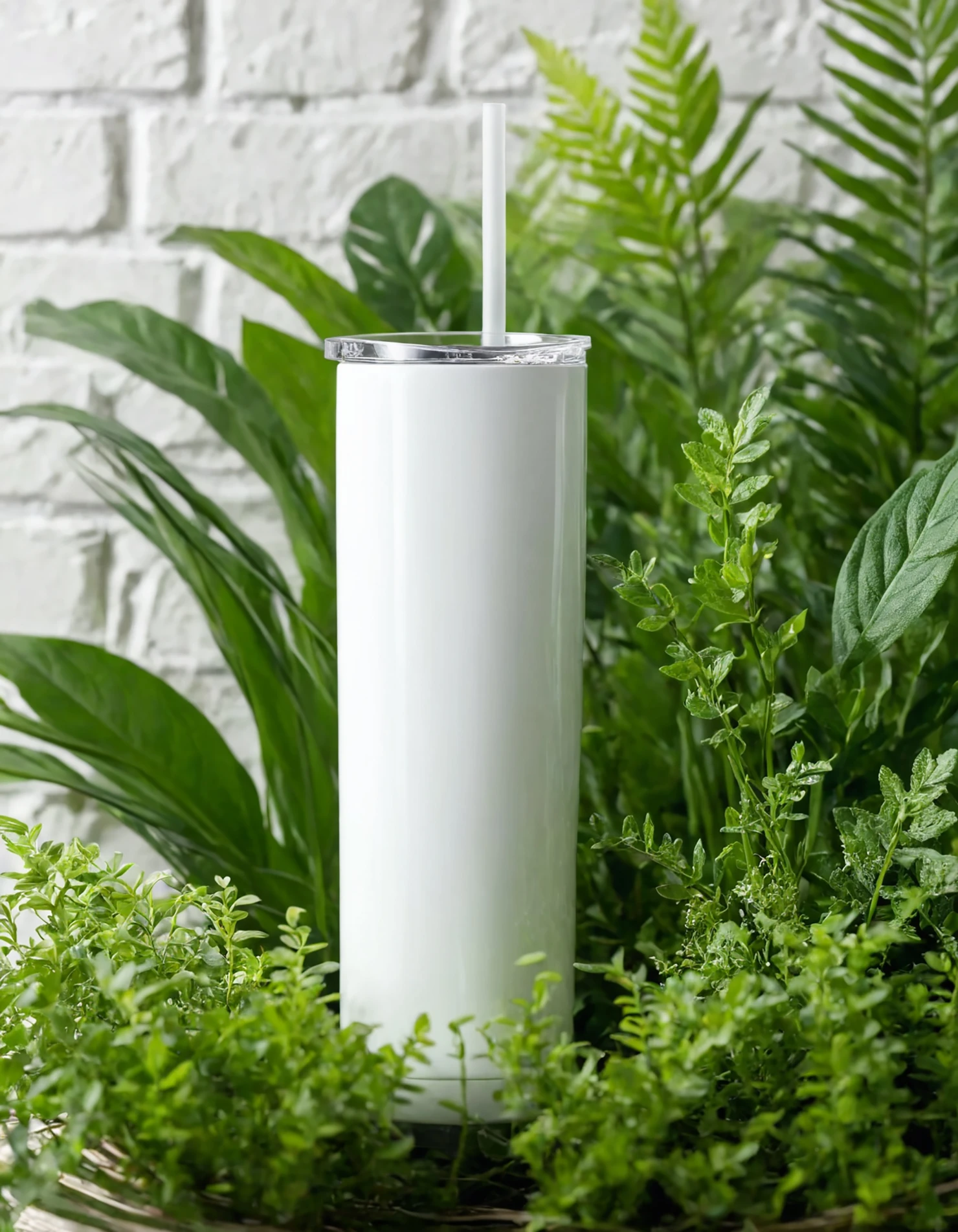 White color sublimation 20 oz skinny tumbler with straw #39790