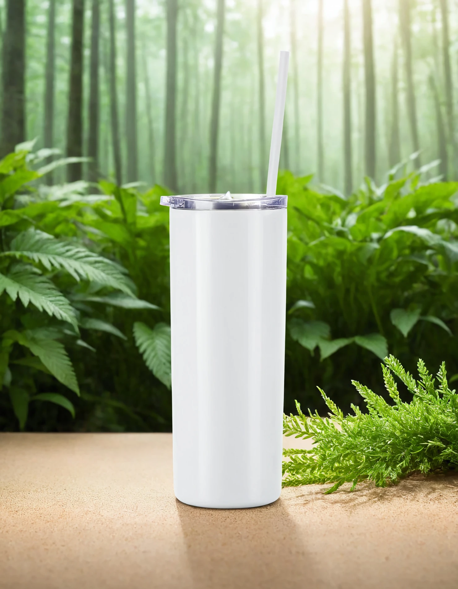 White color sublimation 20 oz skinny tumbler with straw #39793