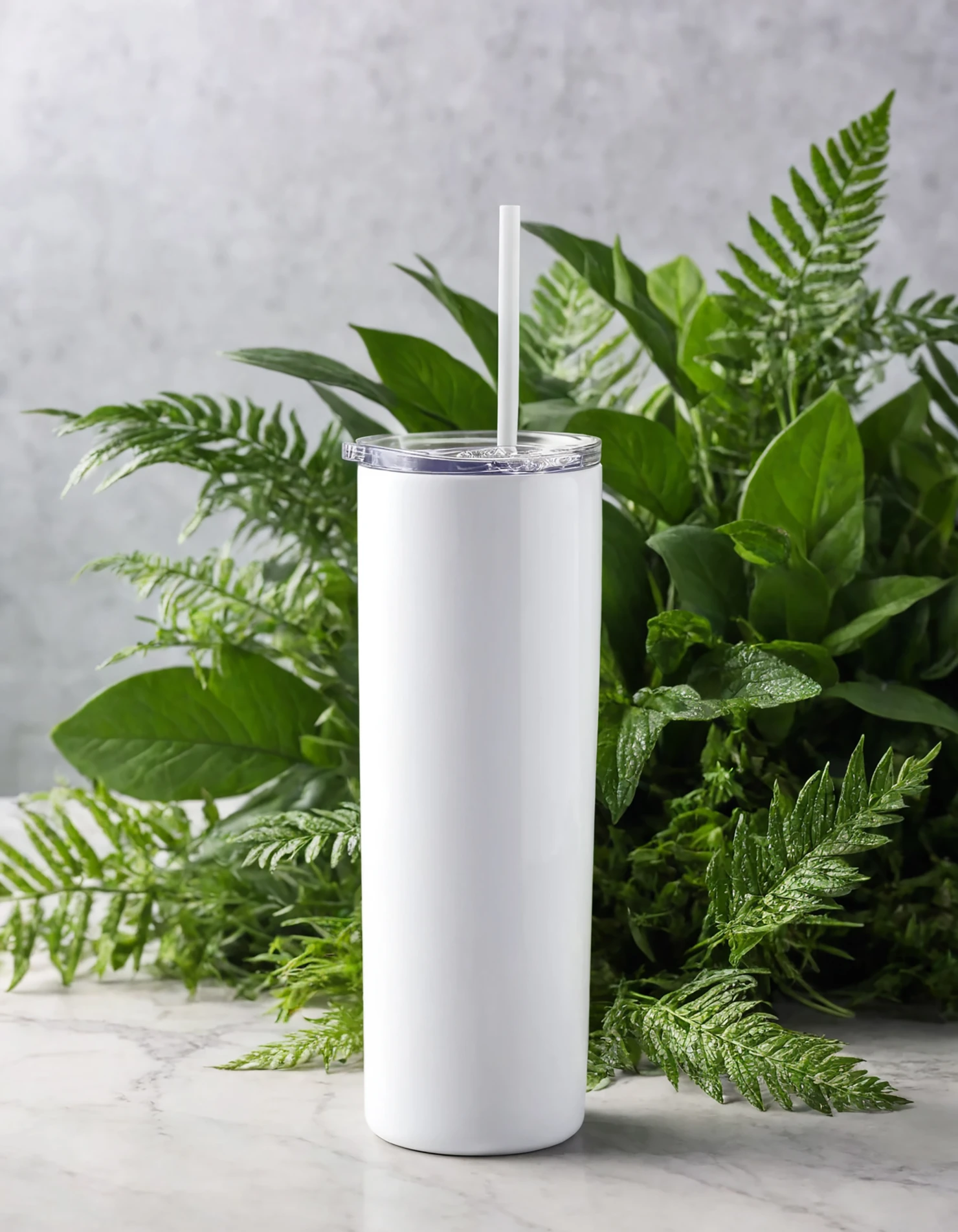 White color sublimation 20 oz skinny tumbler with straw #39795