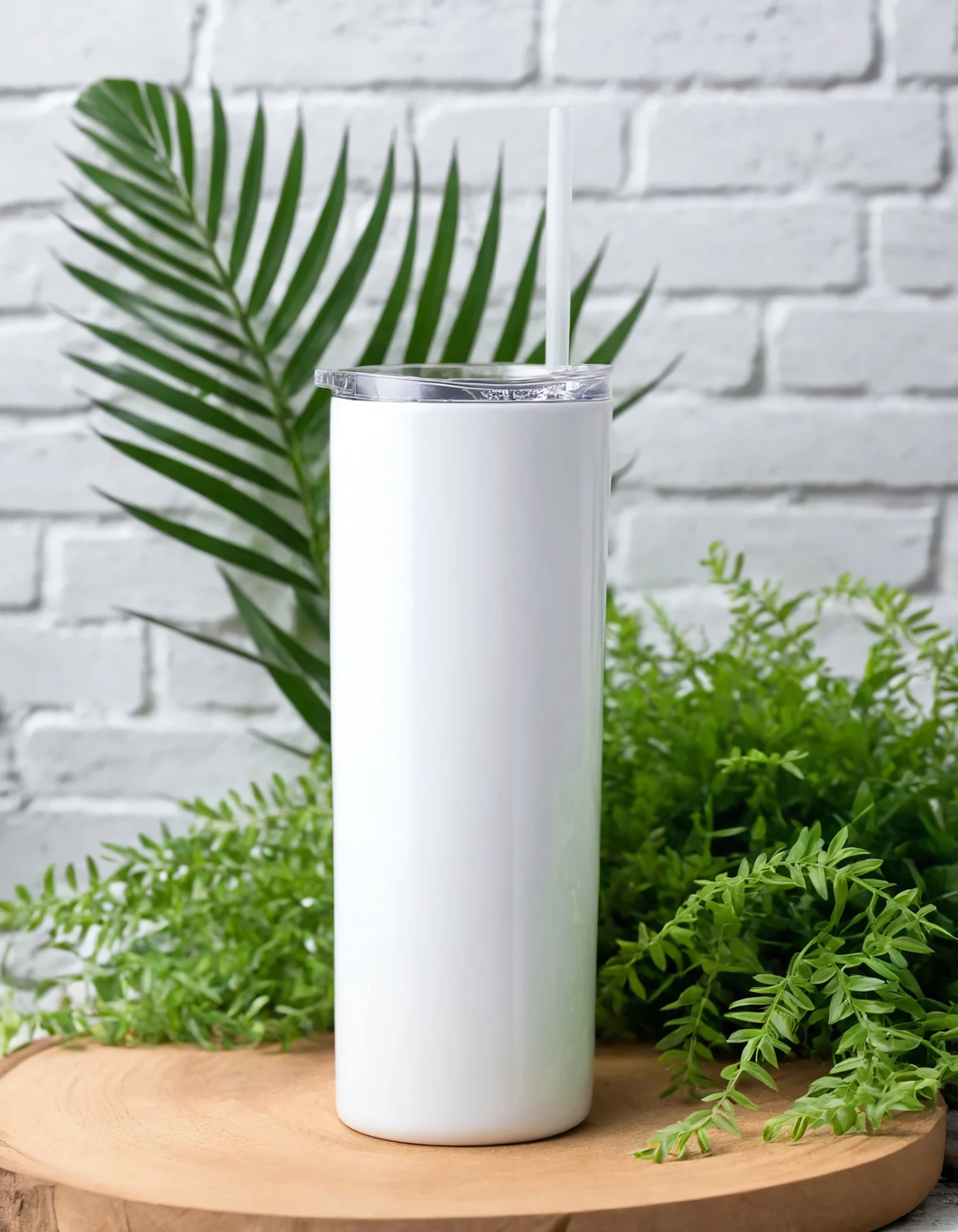 White color sublimation 20 oz skinny tumbler with straw #39796