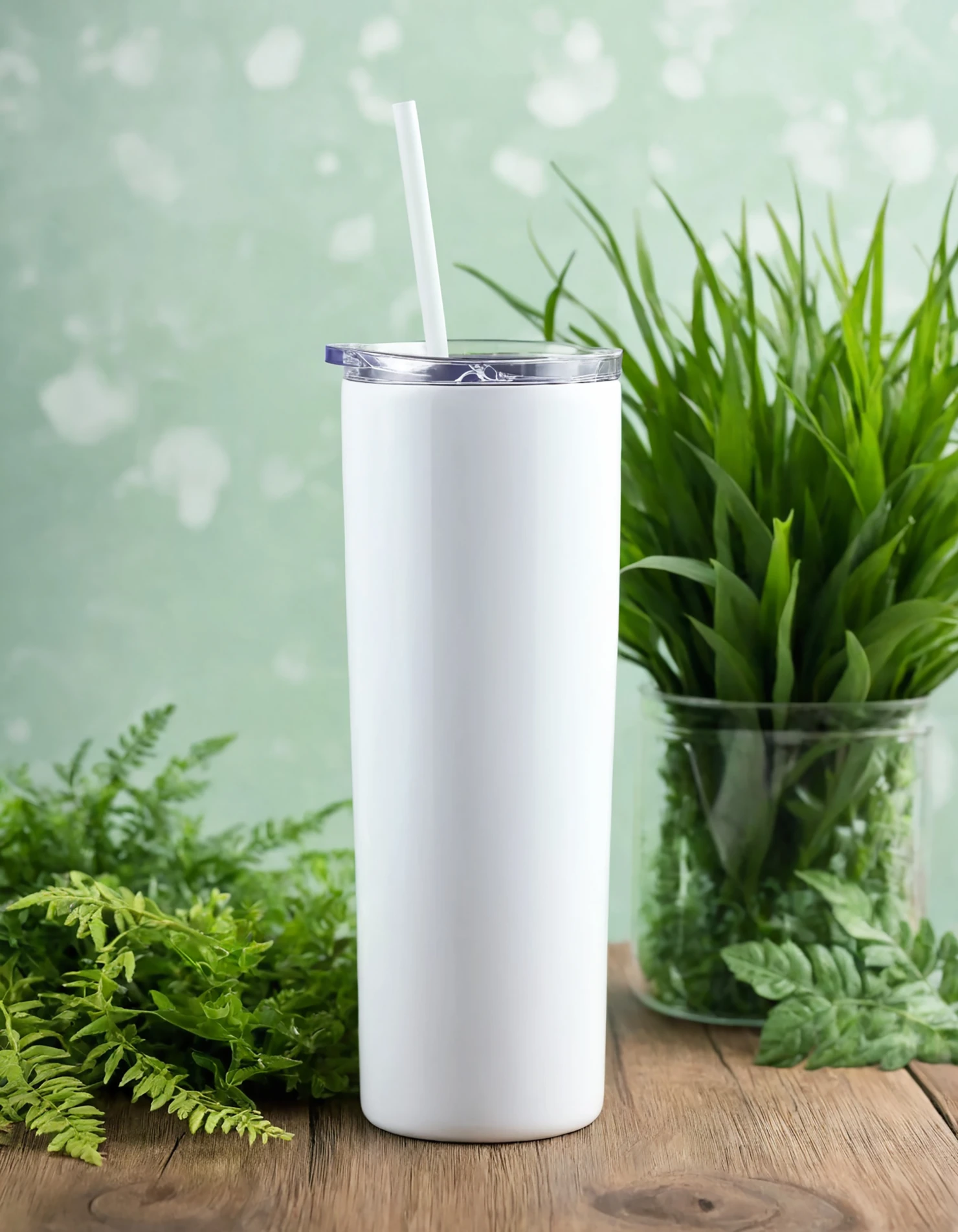 White color sublimation 20 oz skinny tumbler with straw #39797