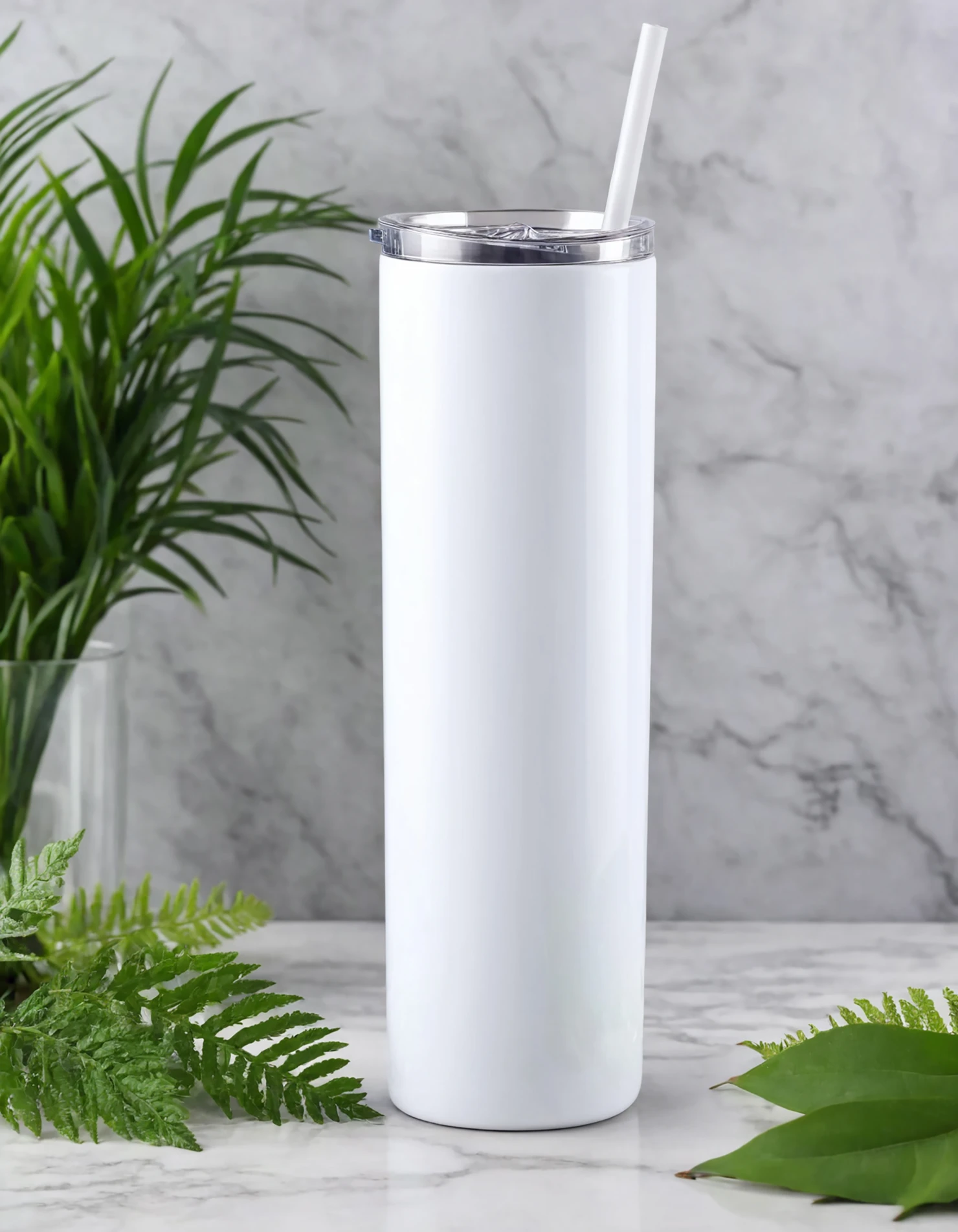 White color sublimation 20 oz skinny tumbler with straw #39798