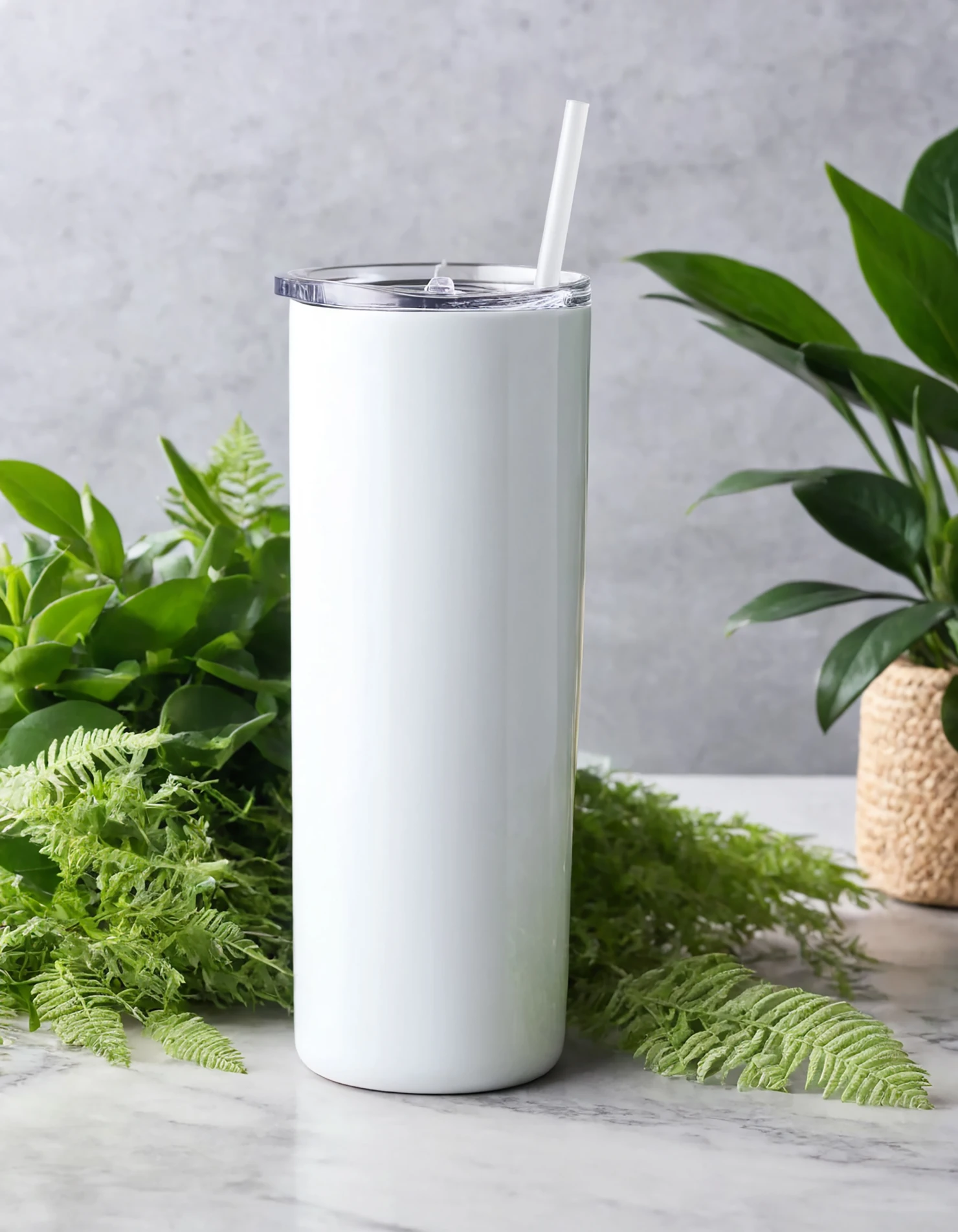 White color sublimation 20 oz skinny tumbler with straw #39800