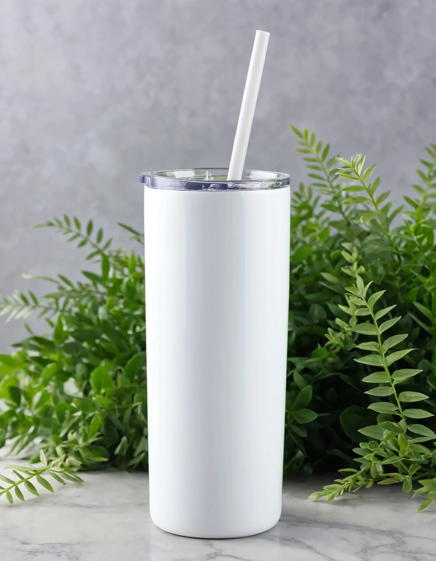 White color sublimation 20 oz skinny tumbler with straw #39801
