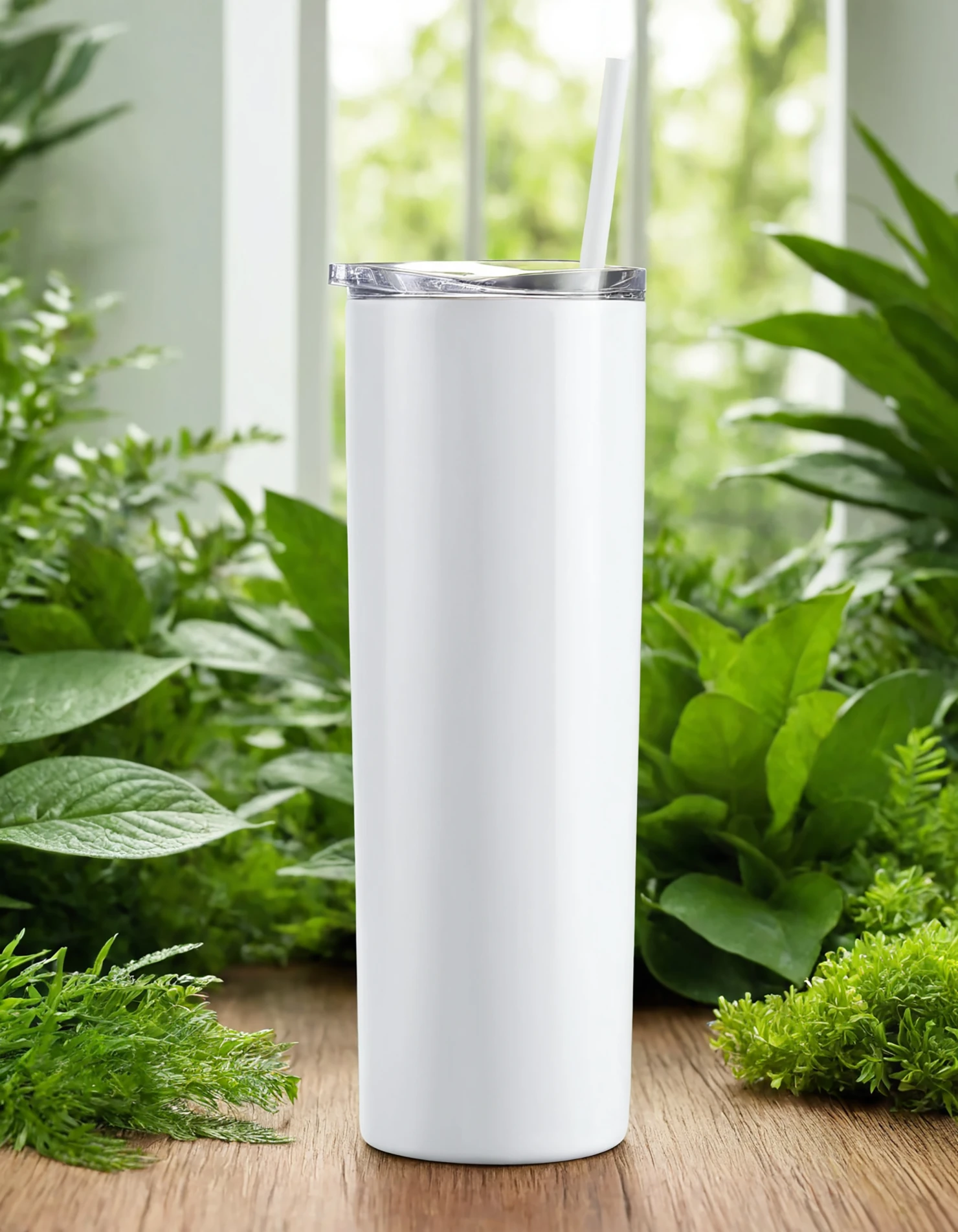 White color sublimation 20 oz skinny tumbler with straw #39804