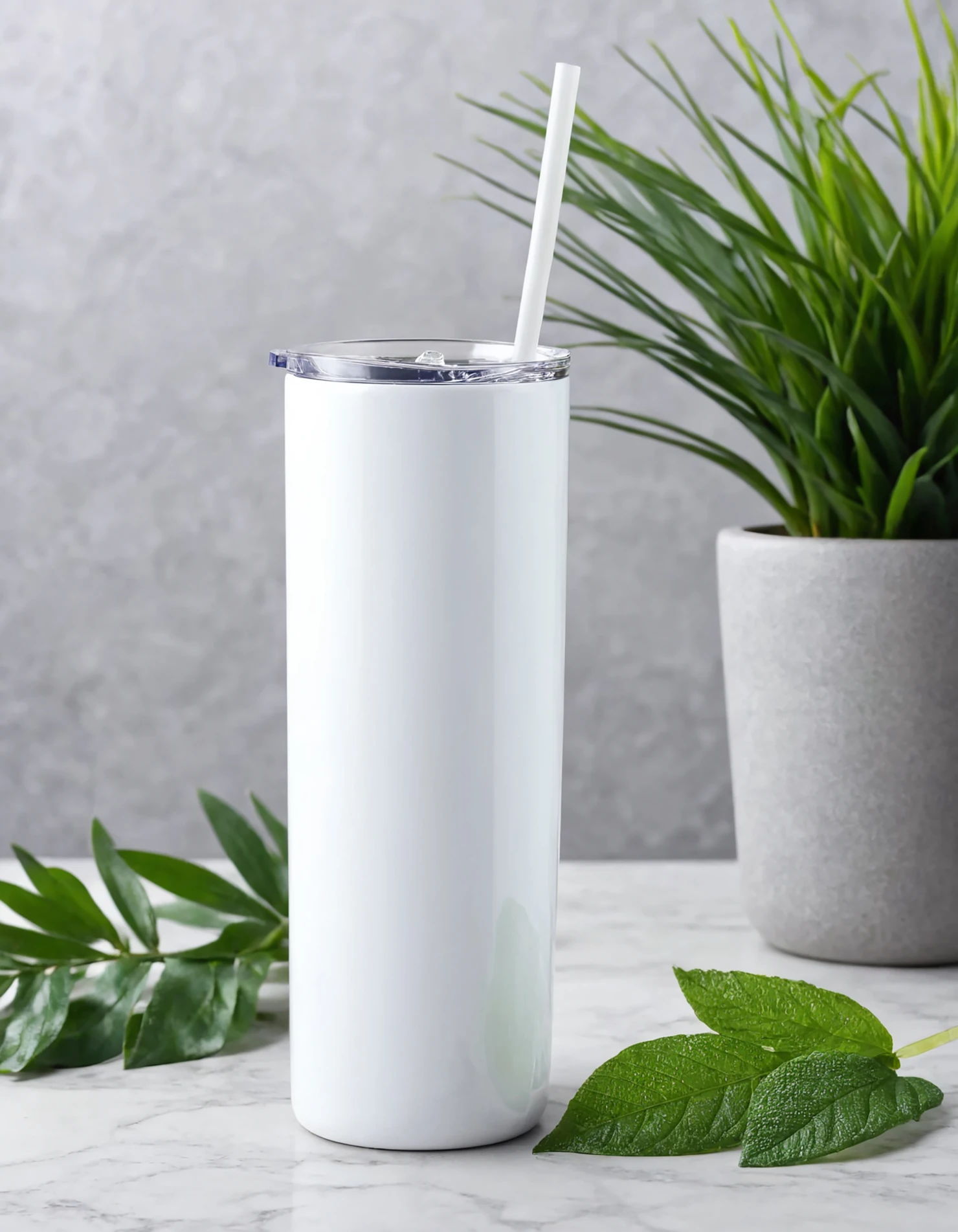 White color sublimation 20 oz skinny tumbler with straw #39807