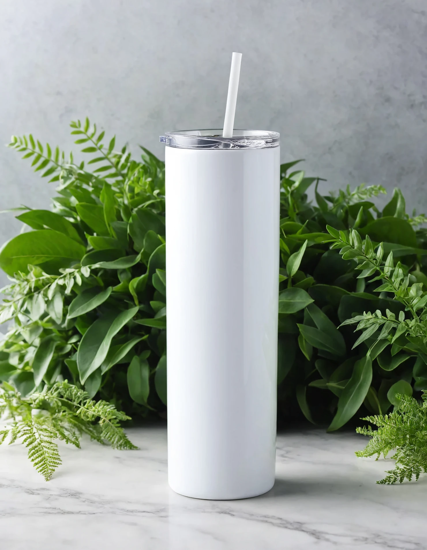 White color sublimation 20 oz skinny tumbler with straw #39808