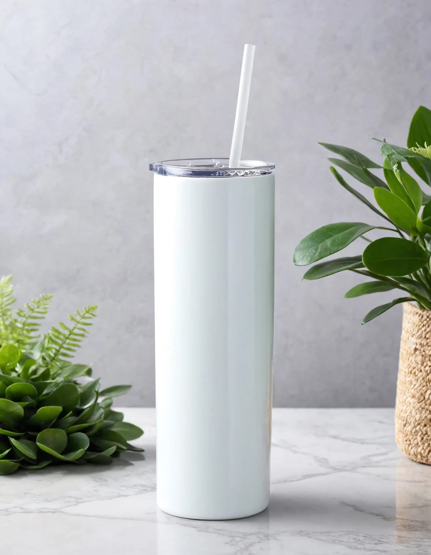 White color sublimation 20 oz skinny tumbler with straw #39811
