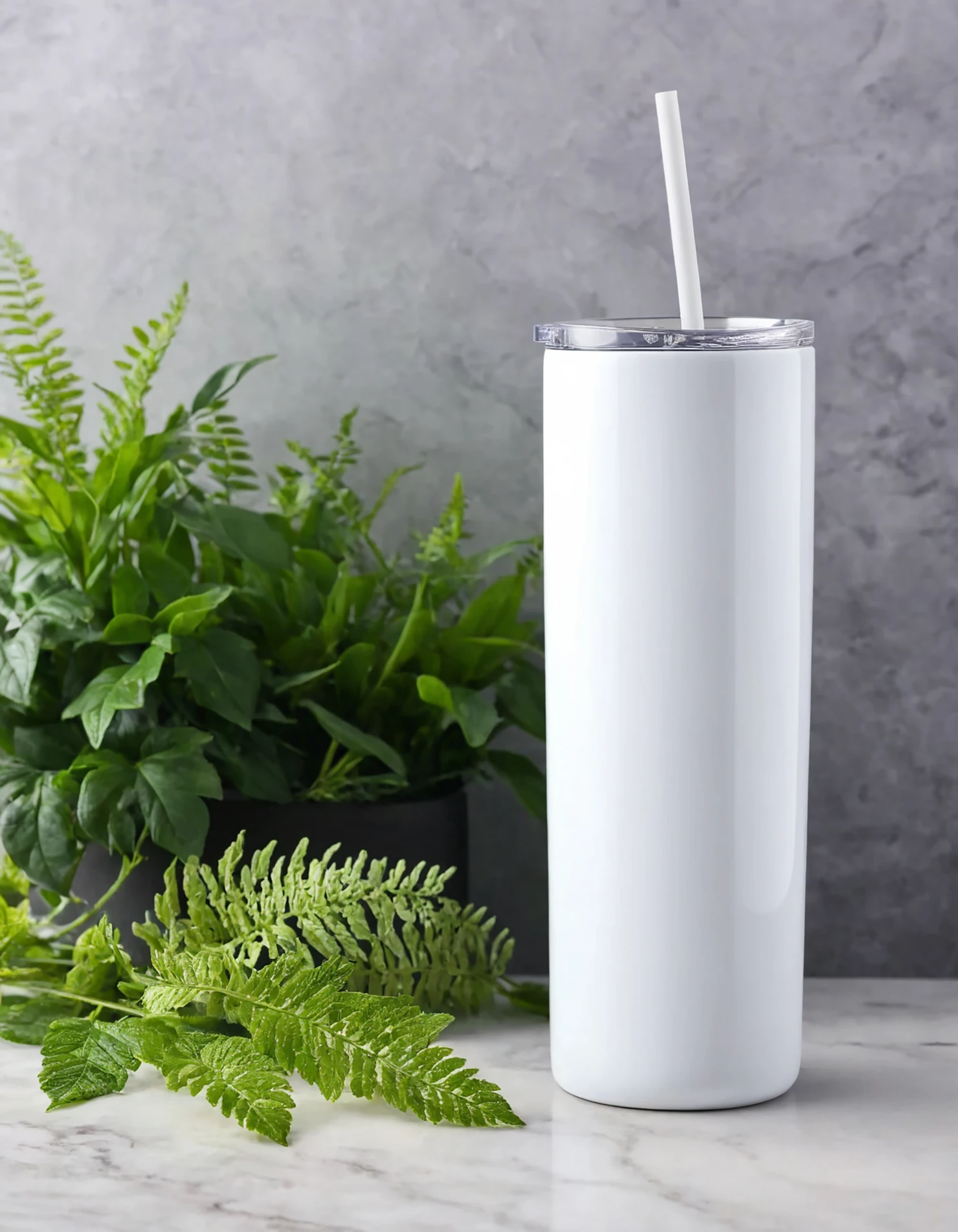 White color sublimation 20 oz skinny tumbler with straw #39812