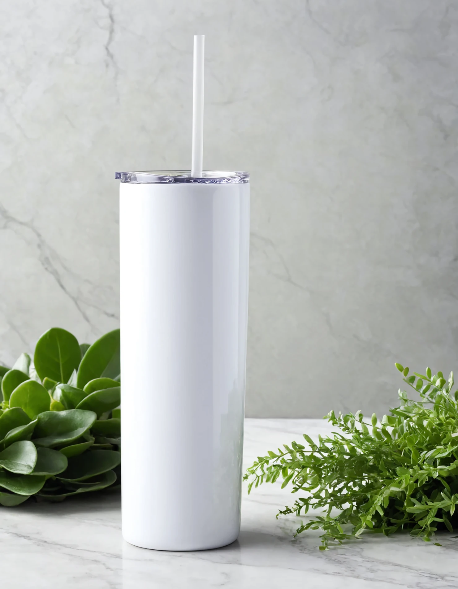 White color sublimation 20 oz skinny tumbler with straw #39813