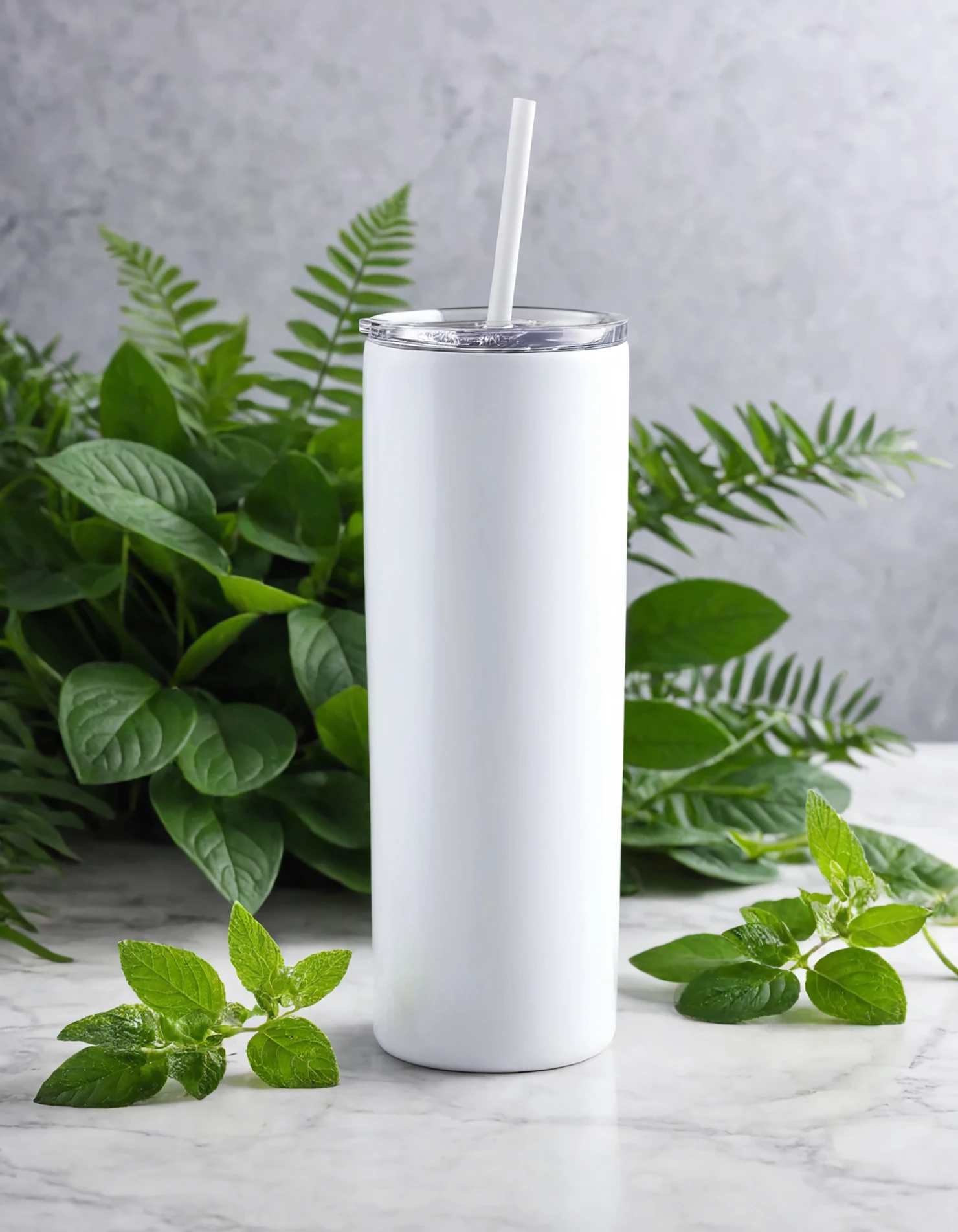 White color sublimation 20 oz skinny tumbler with straw #39814