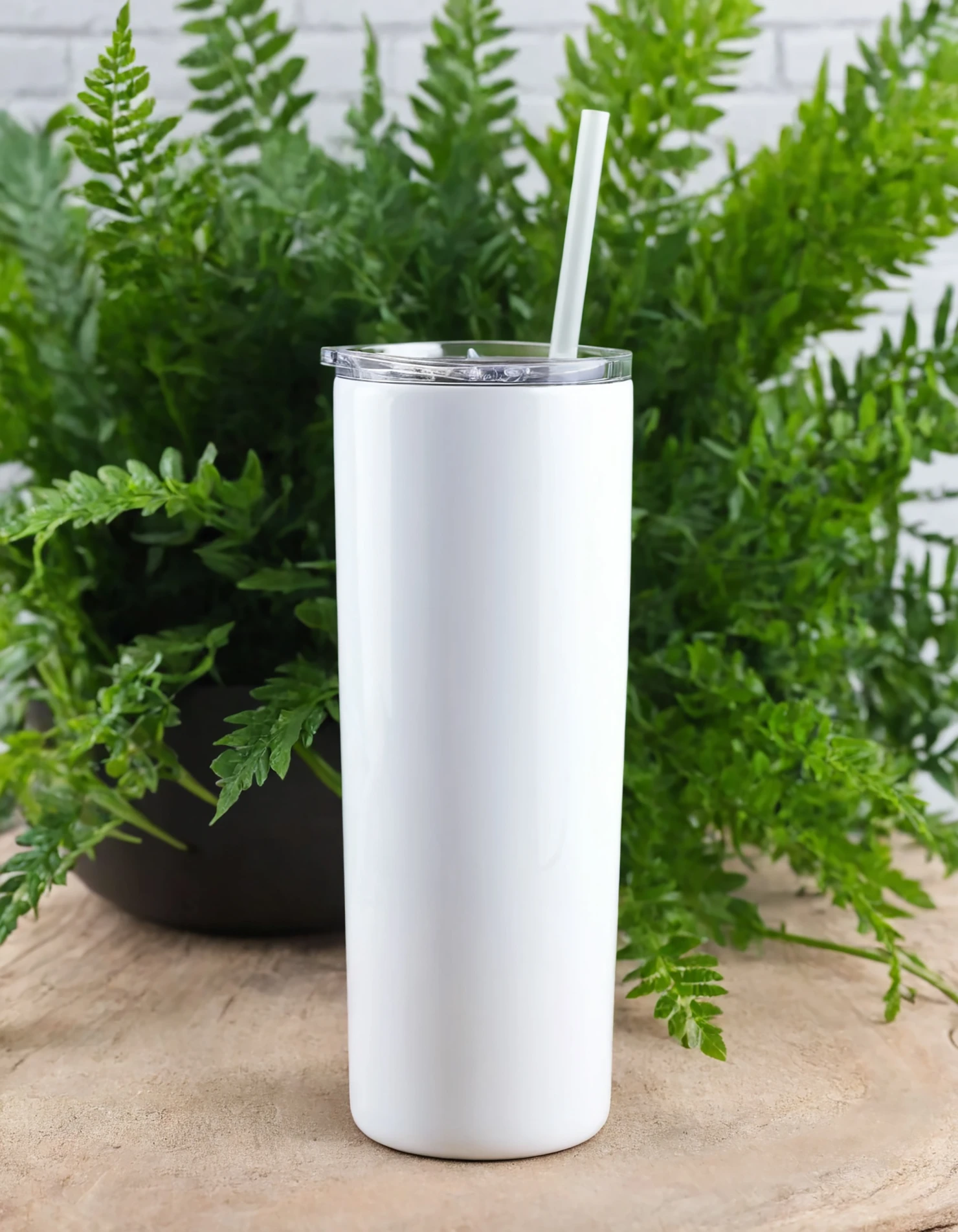 White color sublimation 20 oz skinny tumbler with straw #39816