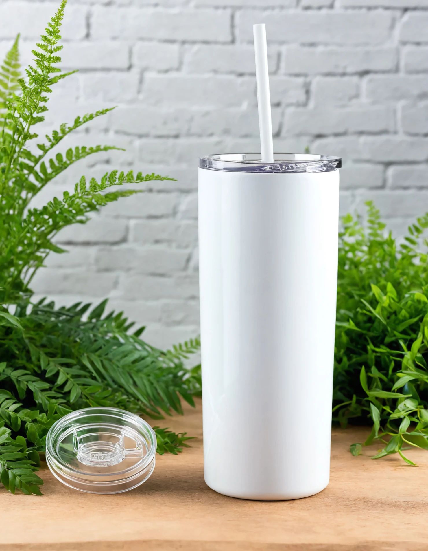 White color sublimation 20 oz skinny tumbler with straw #39817