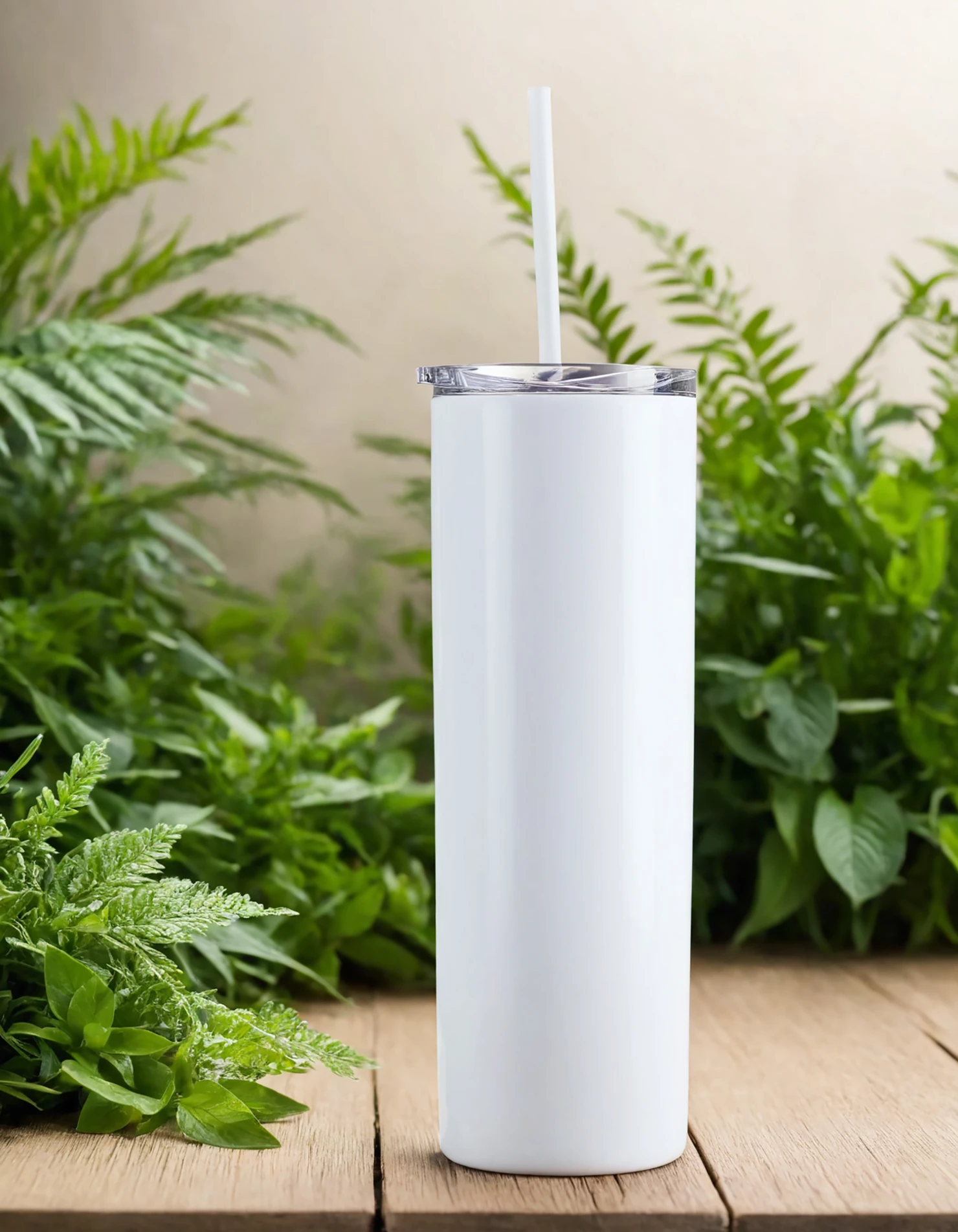 White color sublimation 20 oz skinny tumbler with straw #39819