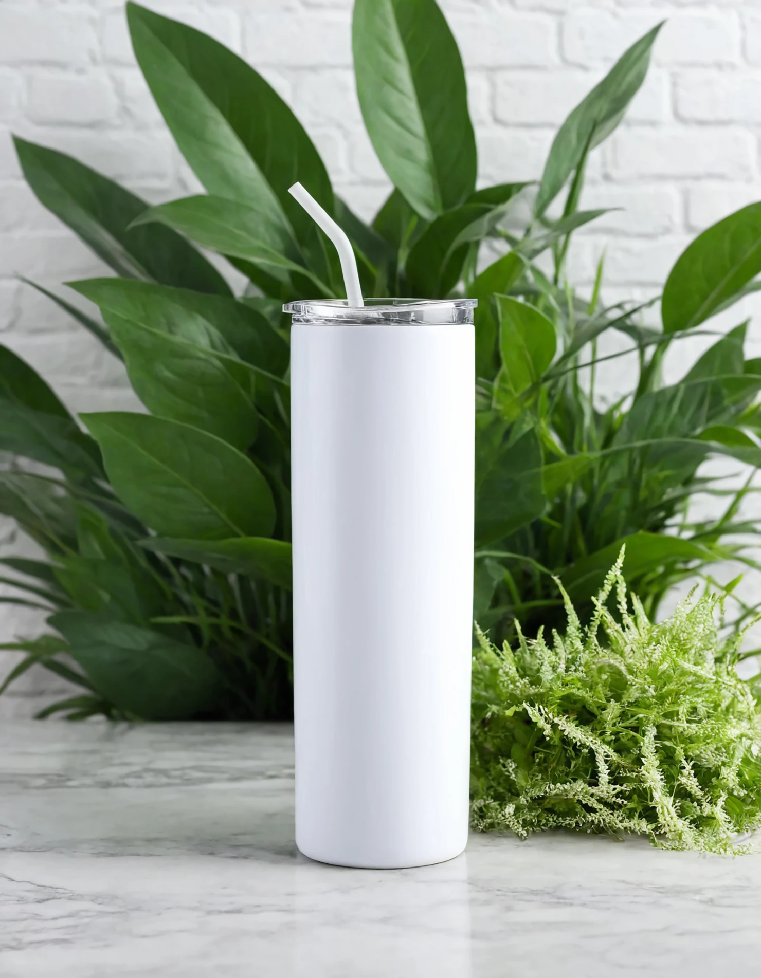 White color sublimation 20 oz skinny tumbler with straw #39820