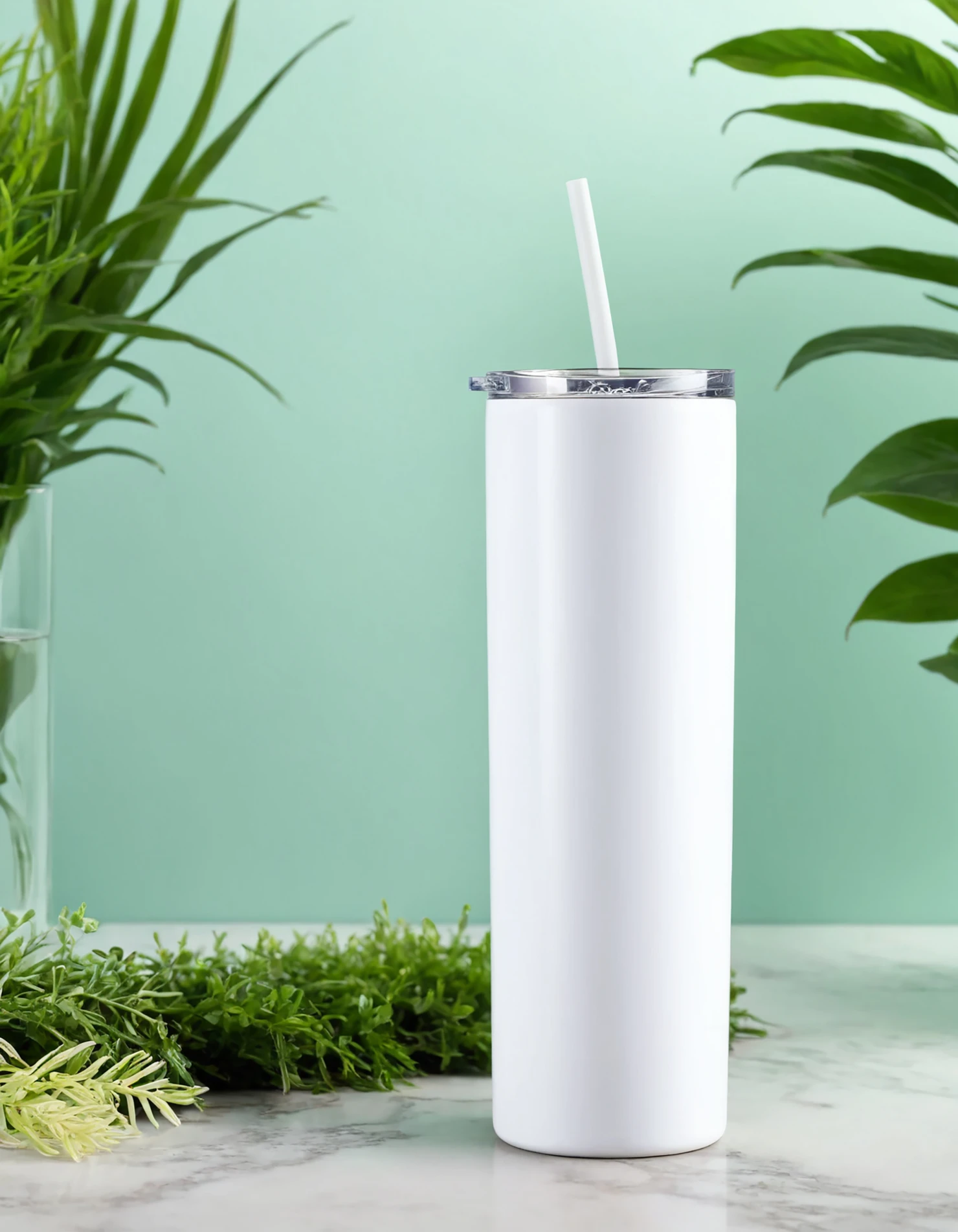 White color sublimation 20 oz skinny tumbler with straw #39821