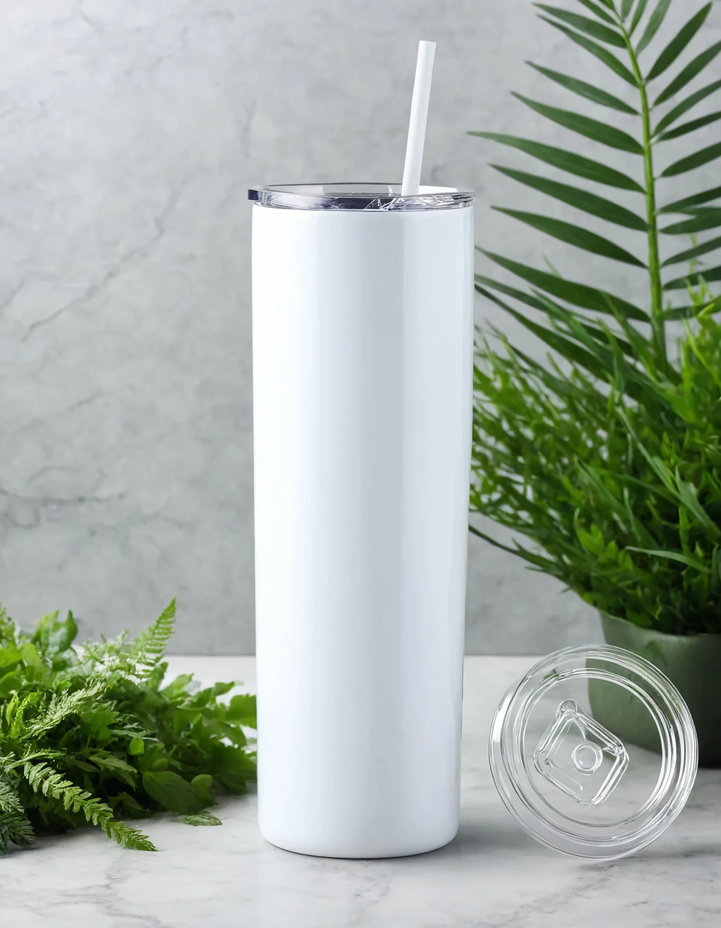 White color sublimation 20 oz skinny tumbler with straw #39823