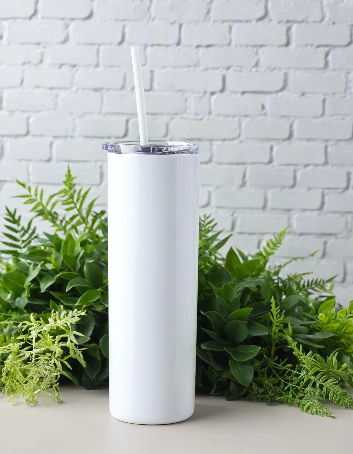 White color sublimation 20 oz skinny tumbler with straw #39824