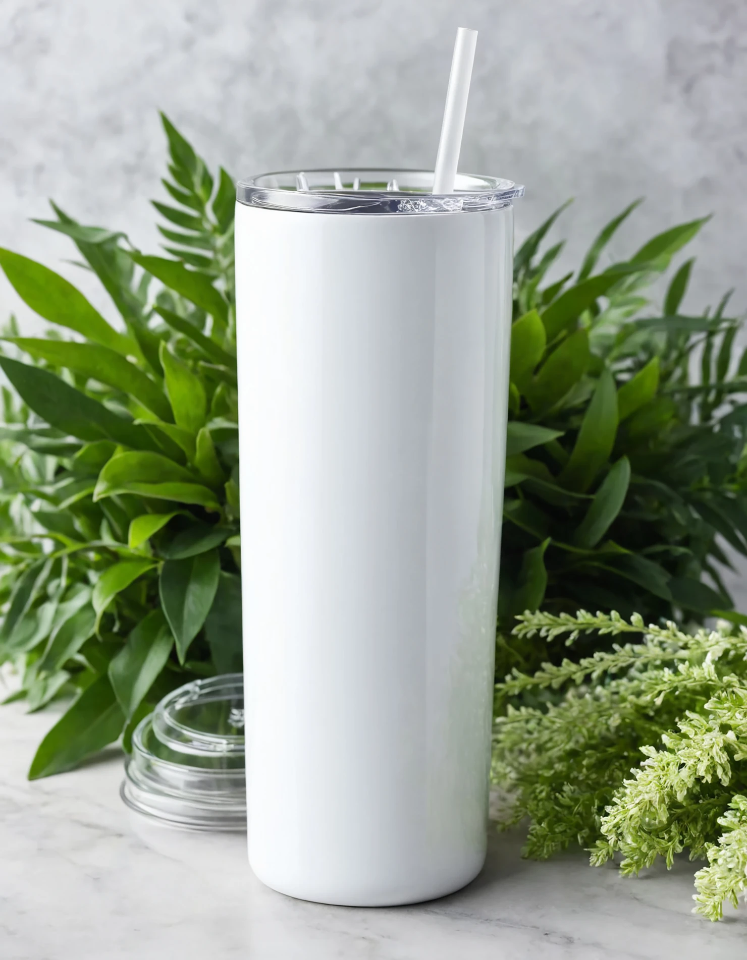 White color sublimation 20 oz skinny tumbler with straw #39825
