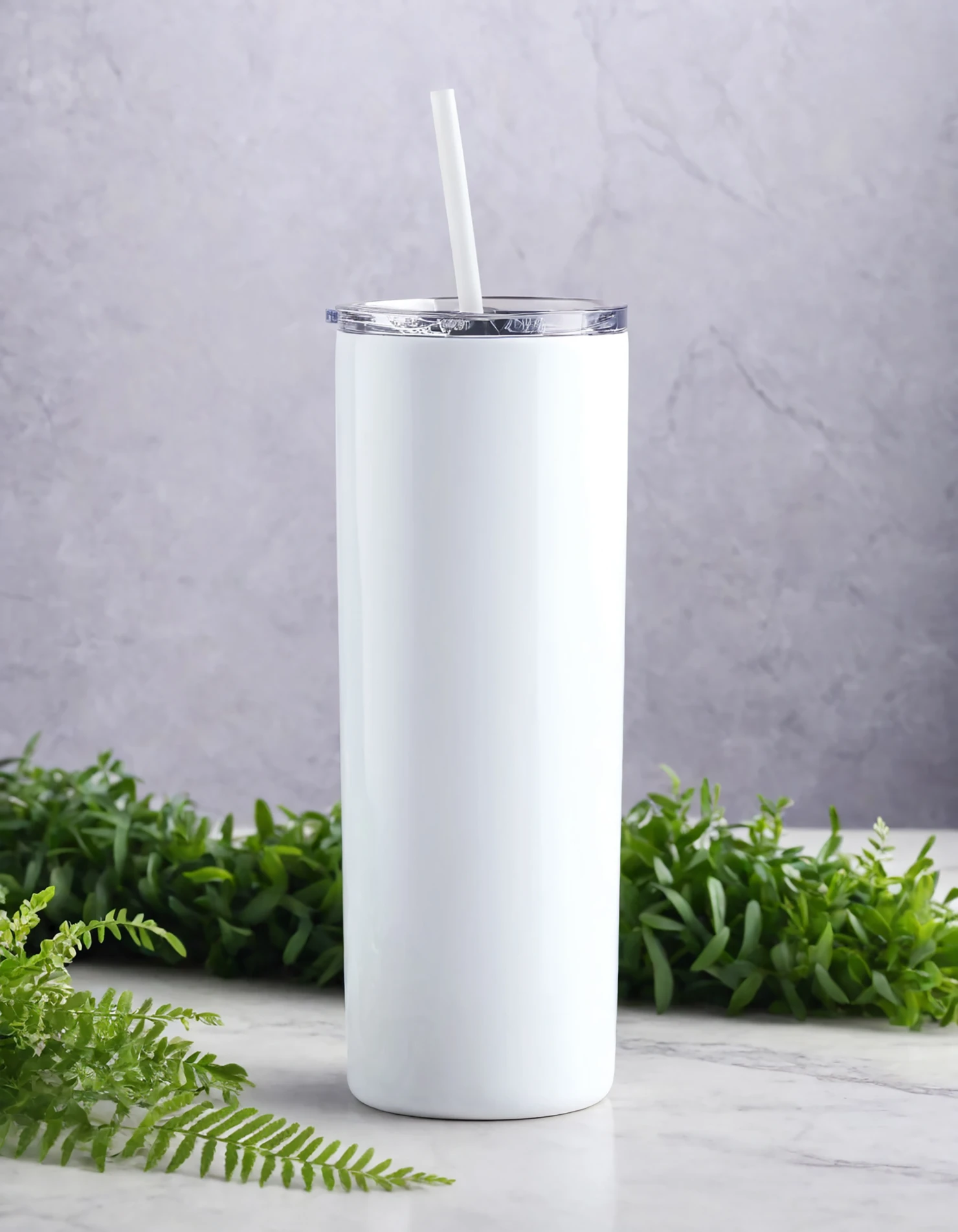 White color sublimation 20 oz skinny tumbler with straw #39828