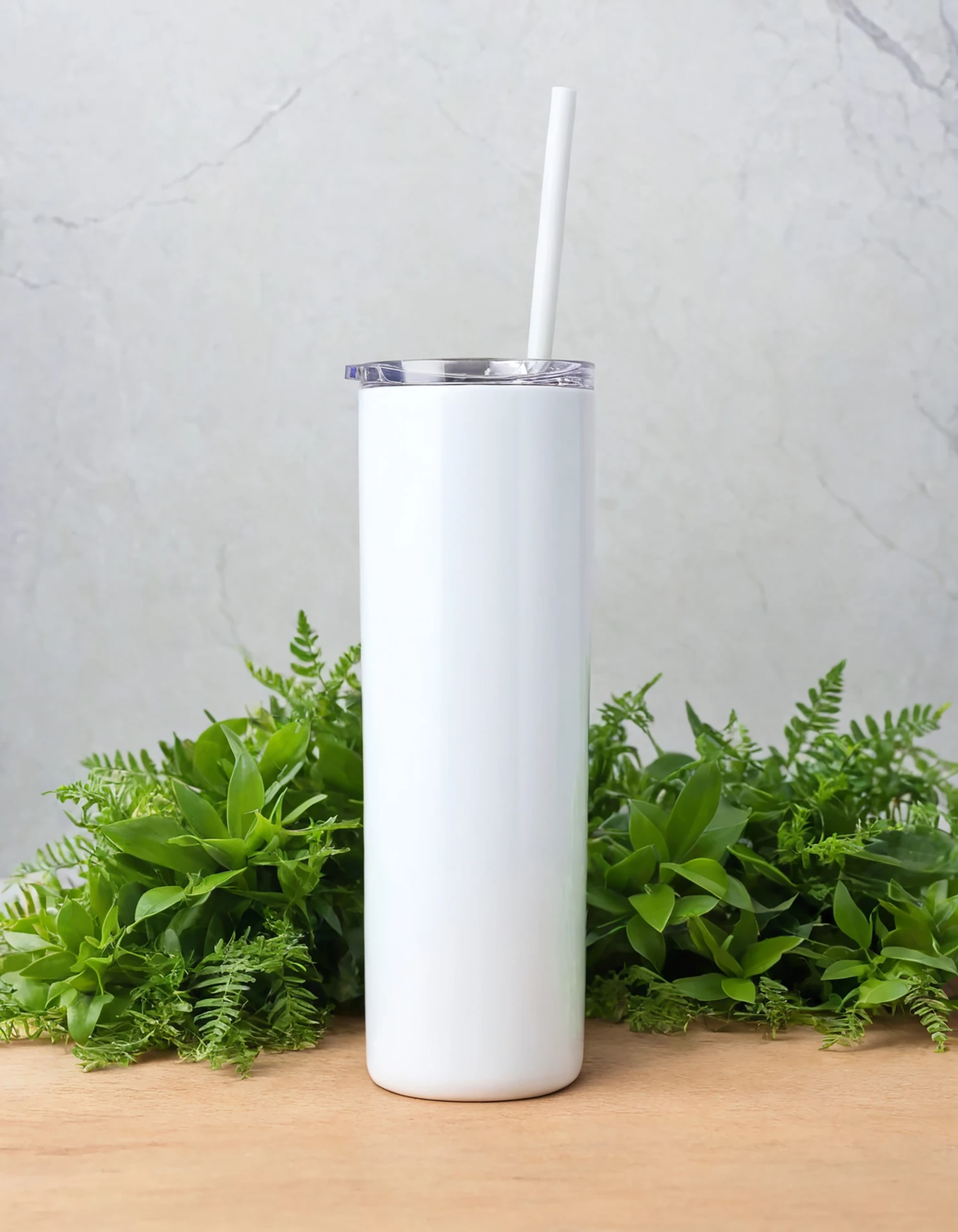White color sublimation 20 oz skinny tumbler with straw #39830