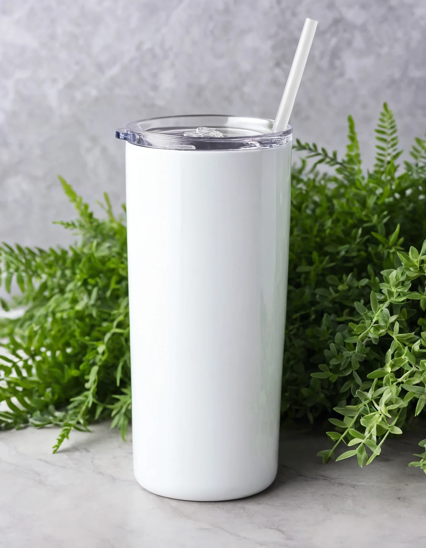 White color sublimation 20 oz skinny tumbler with straw #39831