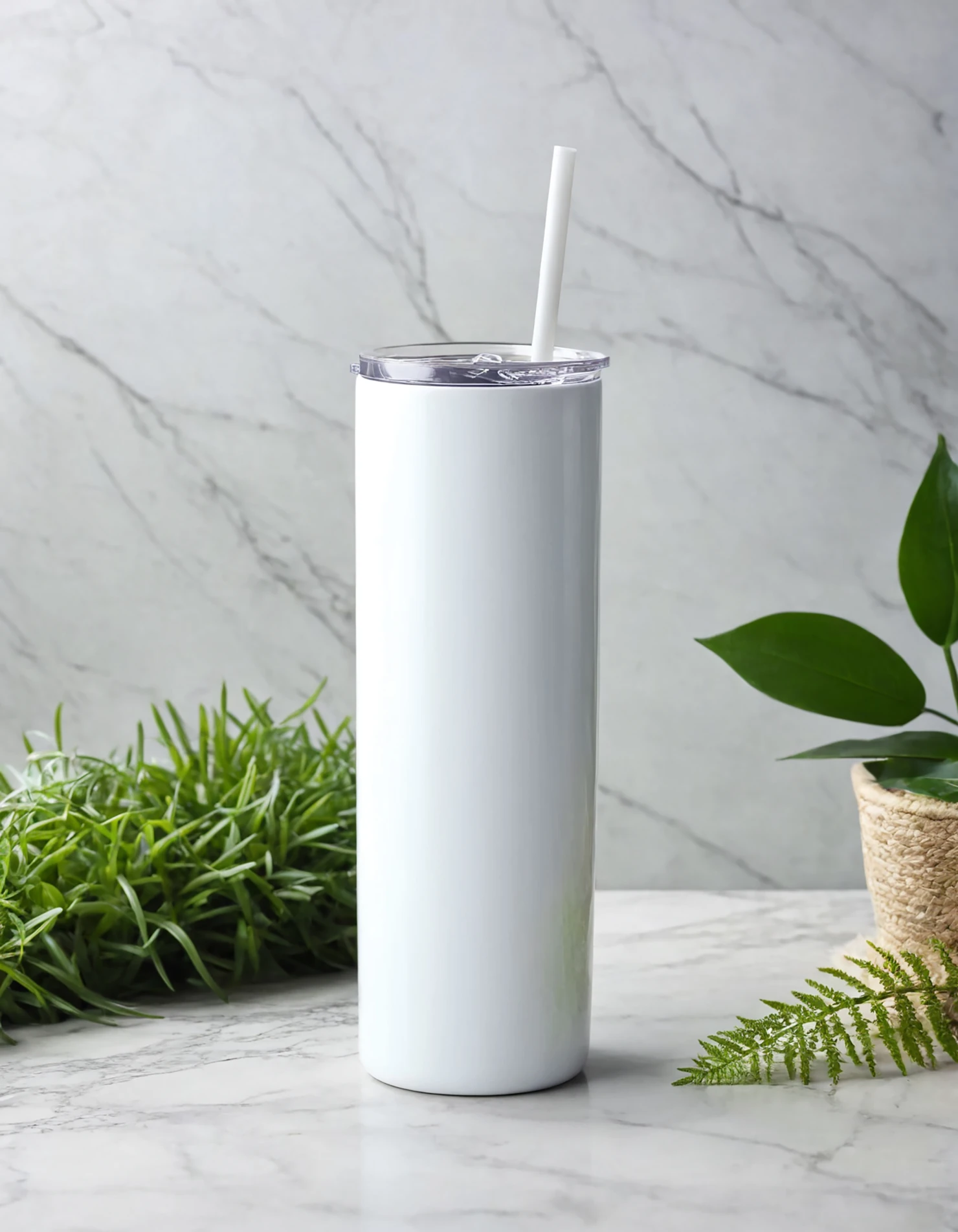 White color sublimation 20 oz skinny tumbler with straw #39834