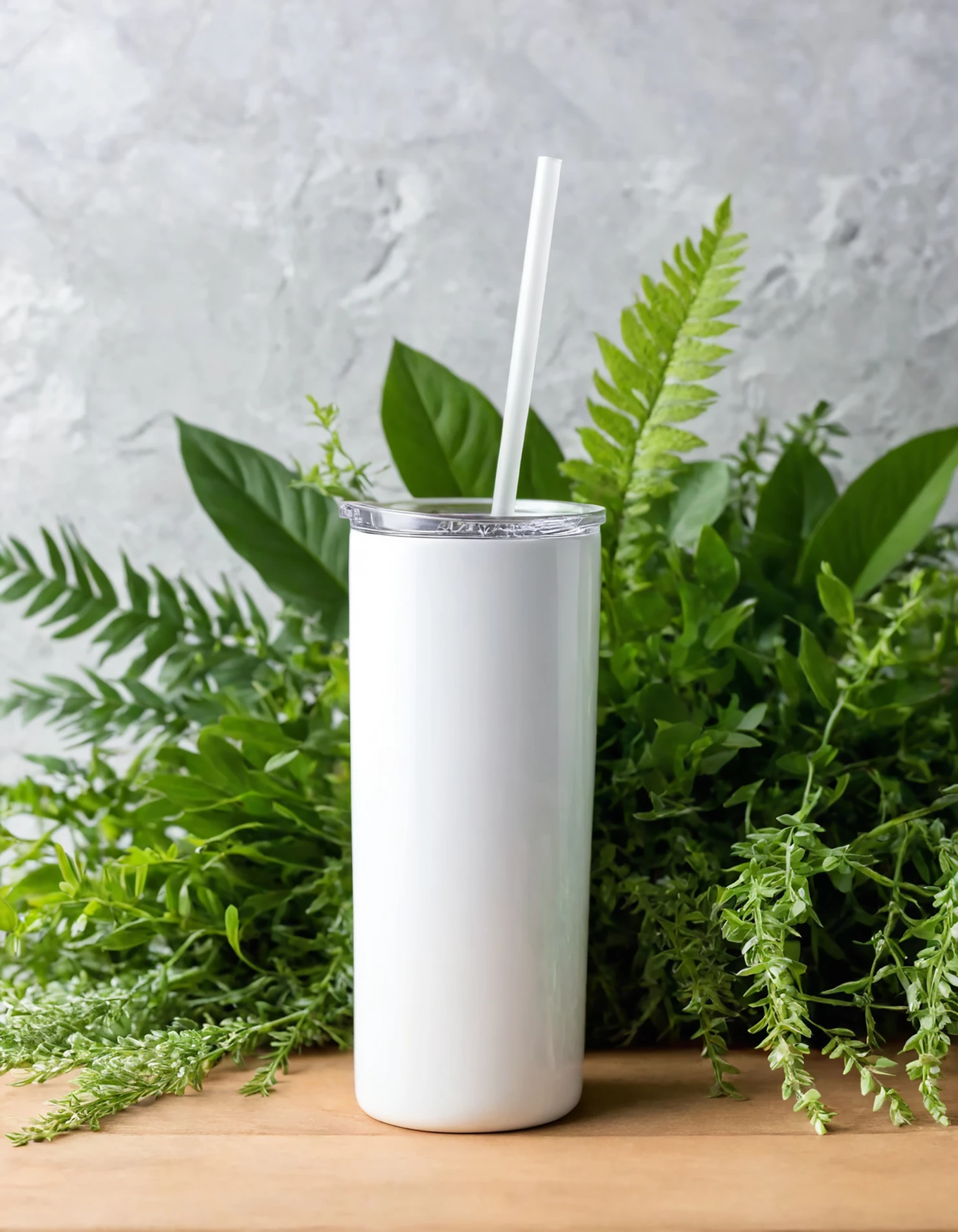 White color sublimation 20 oz skinny tumbler with straw #39837