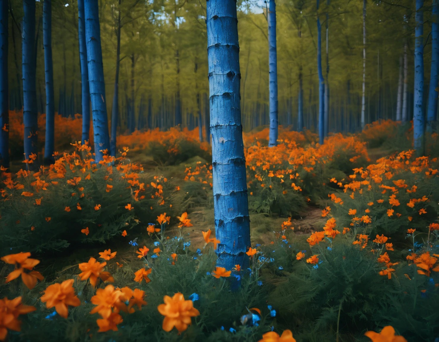 dark forest with yellow flower #39871