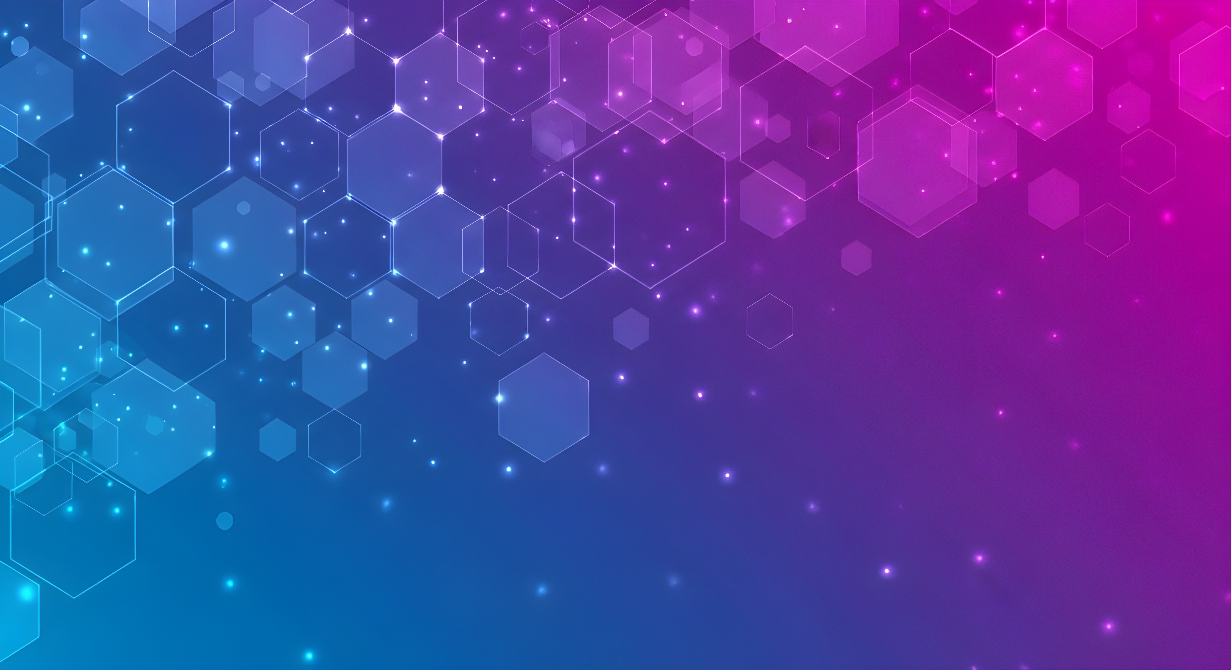 Digital abstract background with glowing translucent hexagonal pattern and gradient from blue to purple showing layered tech elements in modern futuristic style for science and presentation visuals #40006