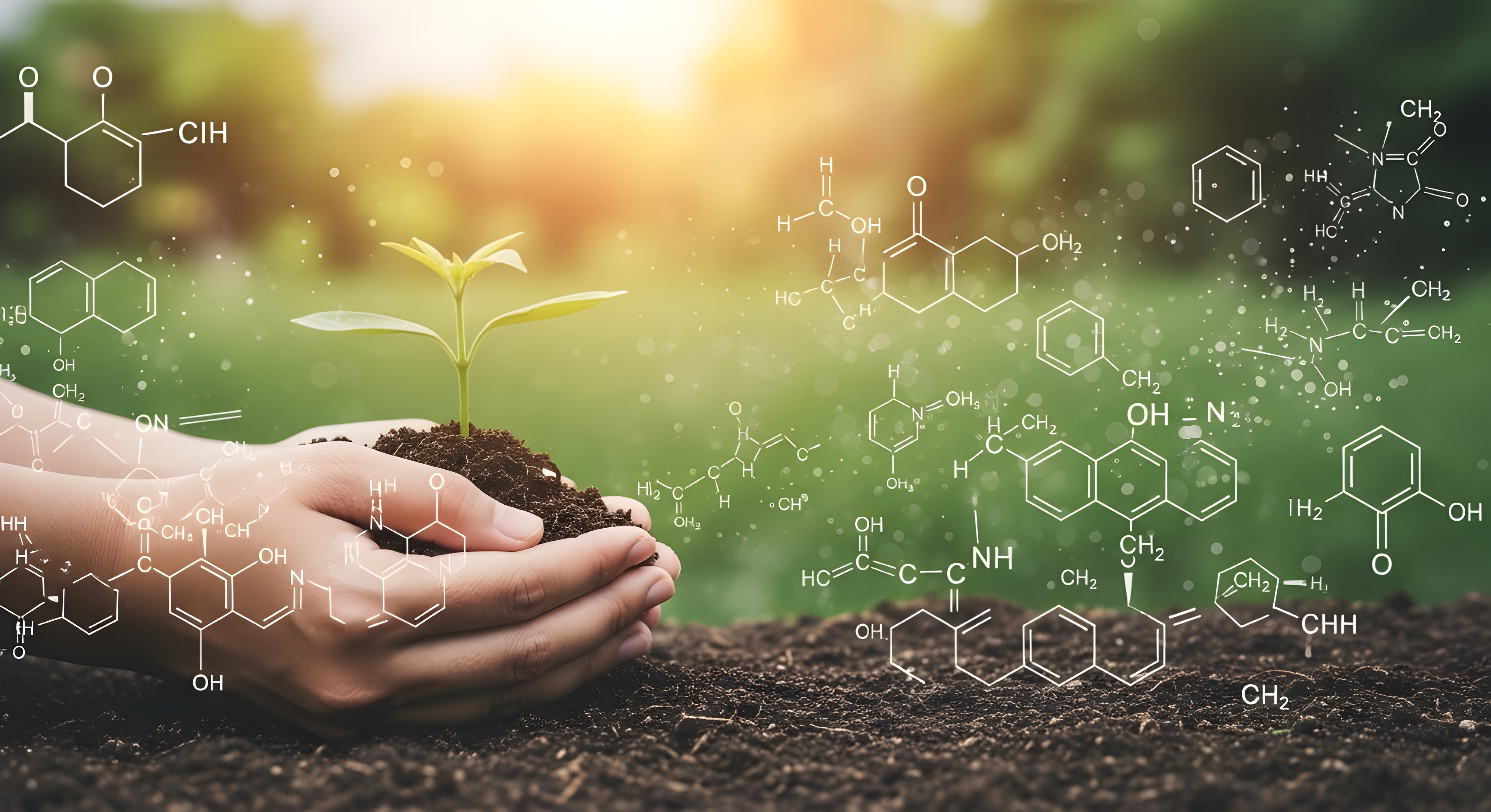 Small Green Plant Held in Human Hands Over Natural Outdoor Background, Eco-Friendly Ecology Concept, Environmental Protection, Sustainable Growth, Nature Care, Reforestation and Conservation Idea. #40032