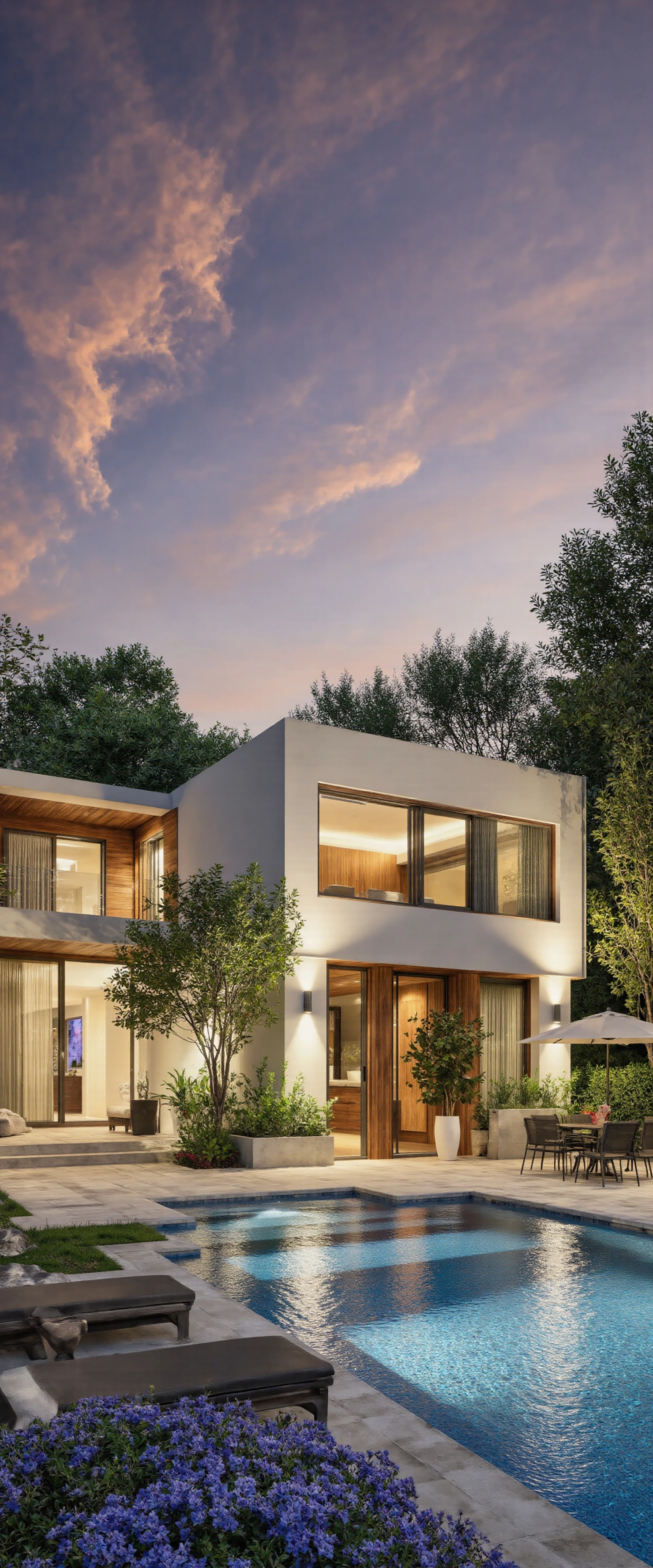 Modern Luxury Villa with Swimming Pool at Sunset #40121