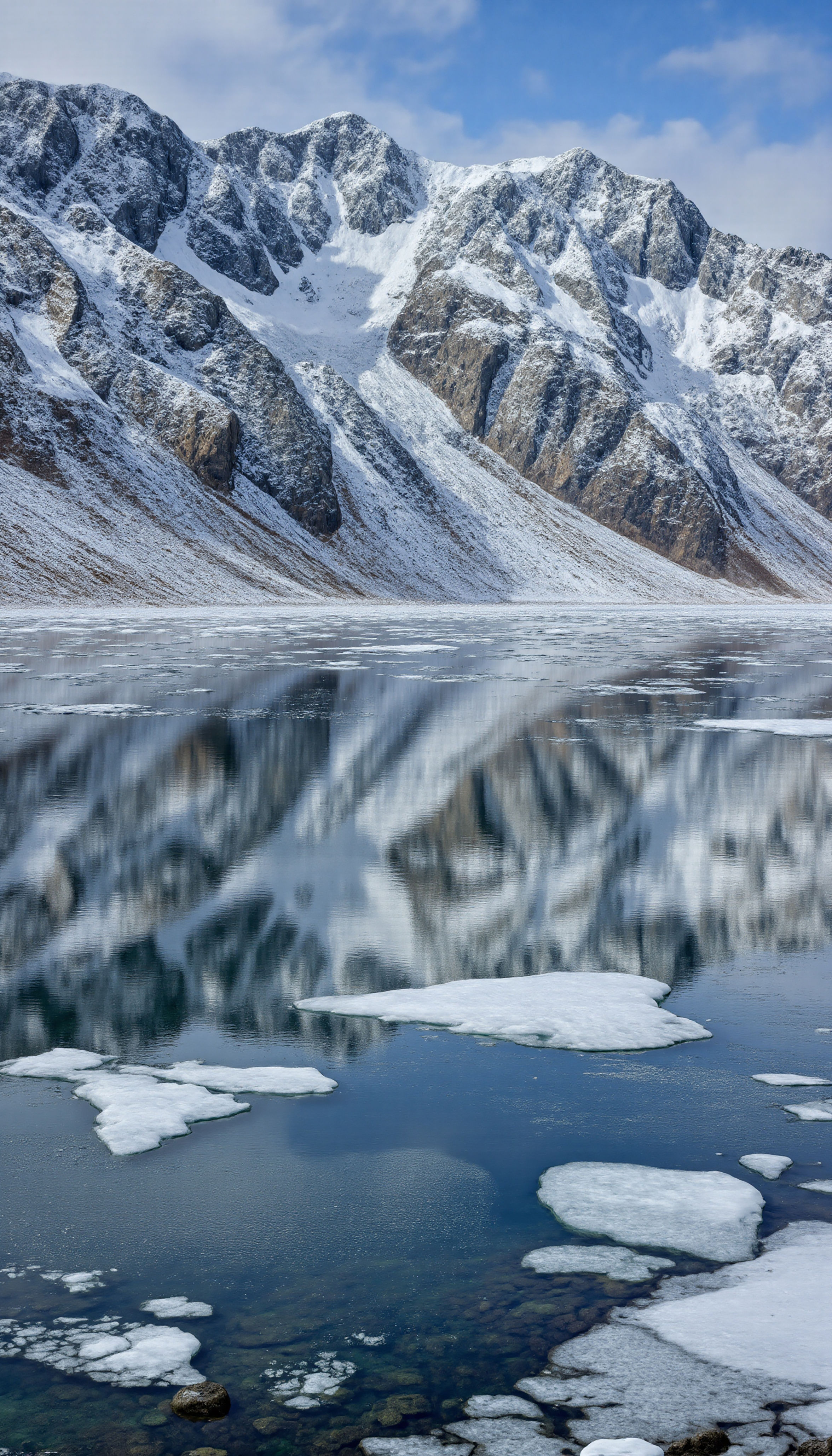 Snow-Capped Mountains Reflecting on Icy Water #40172