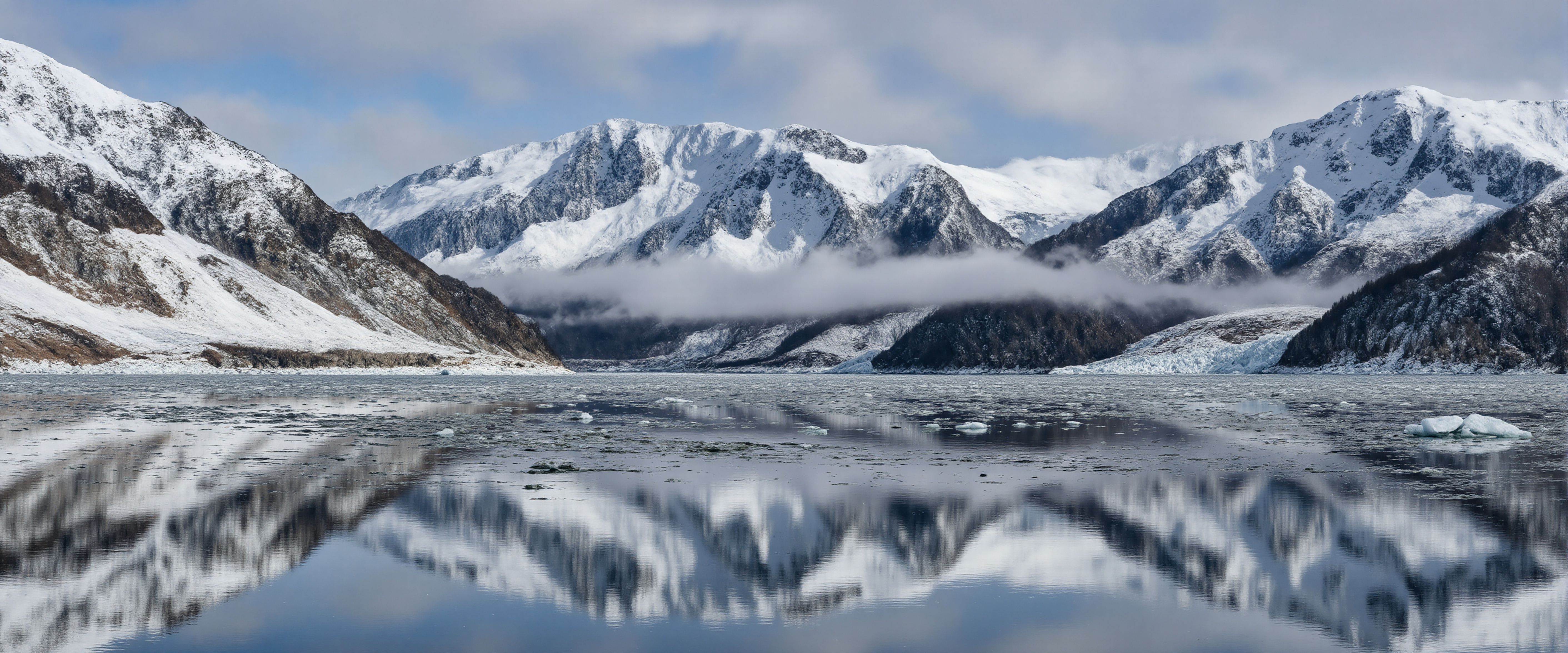Snow-Capped Mountains Reflecting on Icy Water #40180