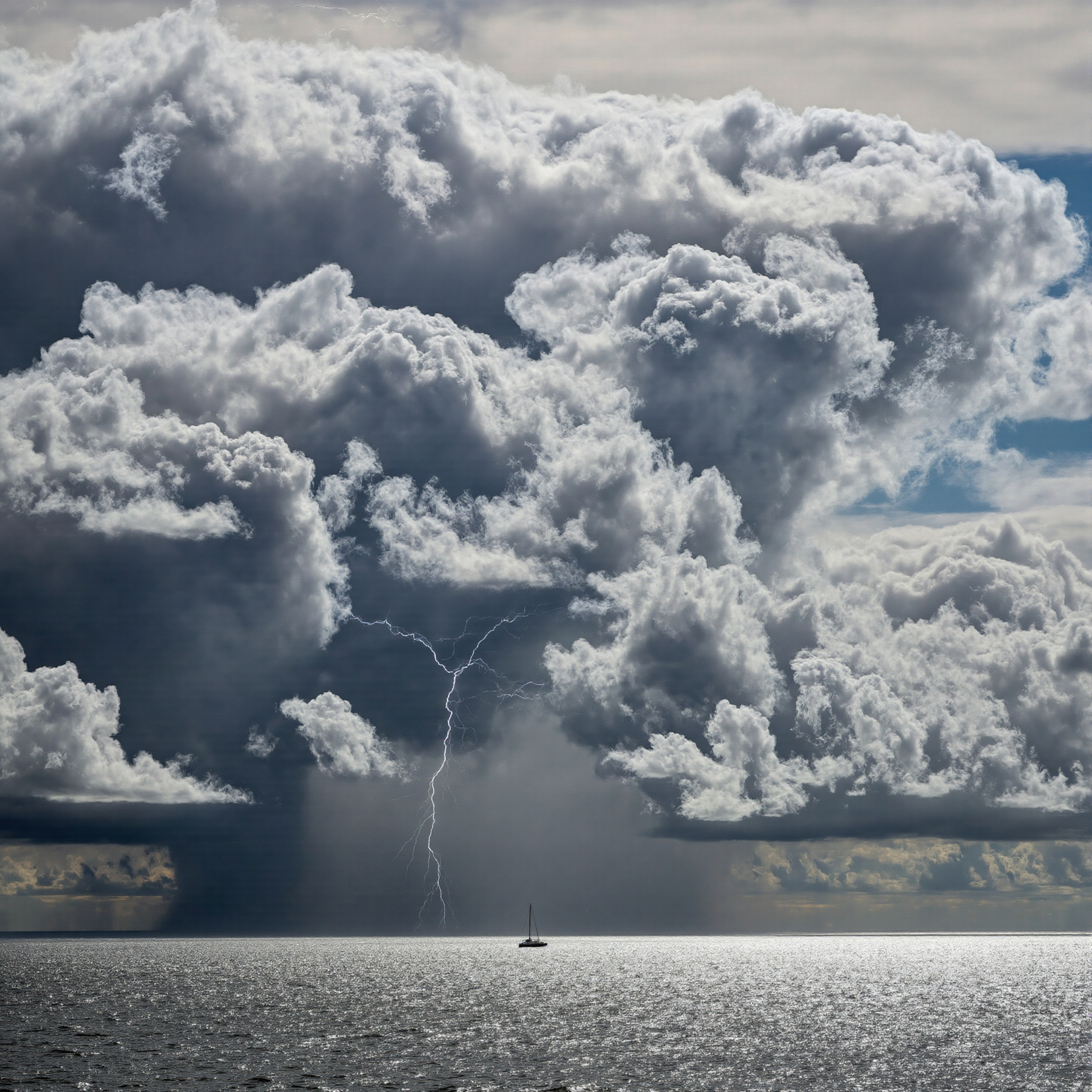 Stormy Sky Over Ocean with Lightning Strike #40202