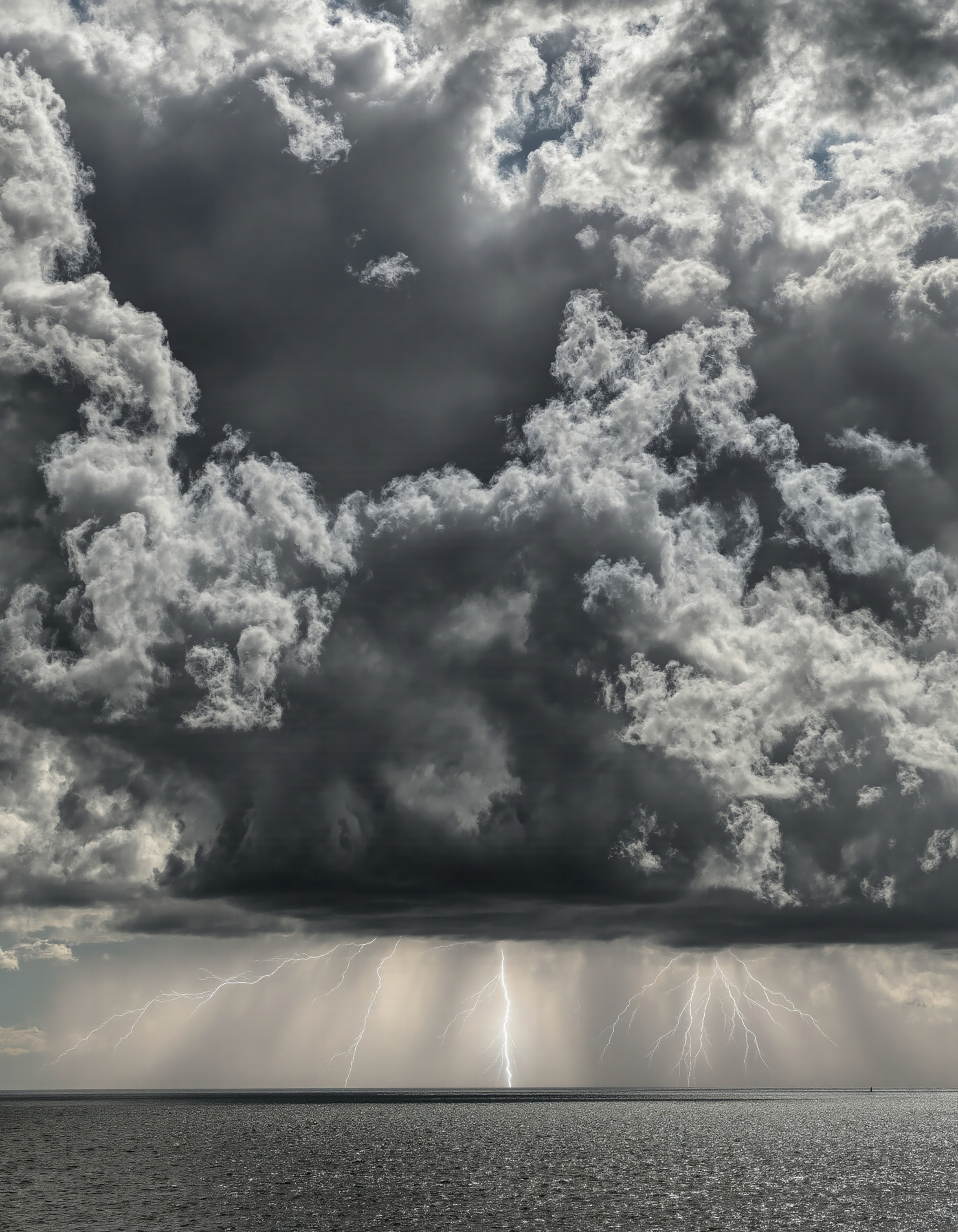 Stormy Sky Over Ocean with Lightning Strike #40205