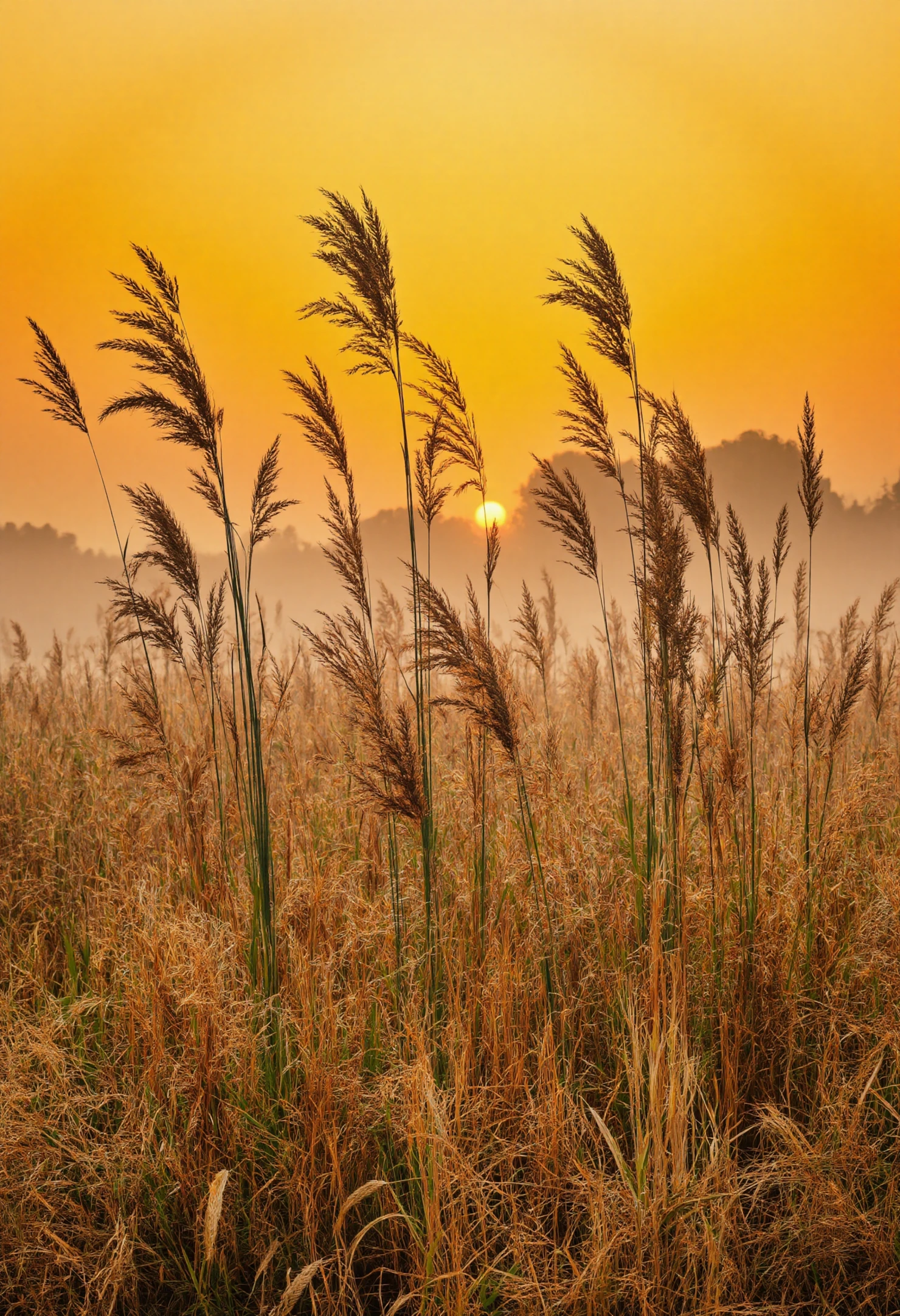 Golden Sunrise over Reeds and Meadow #40127