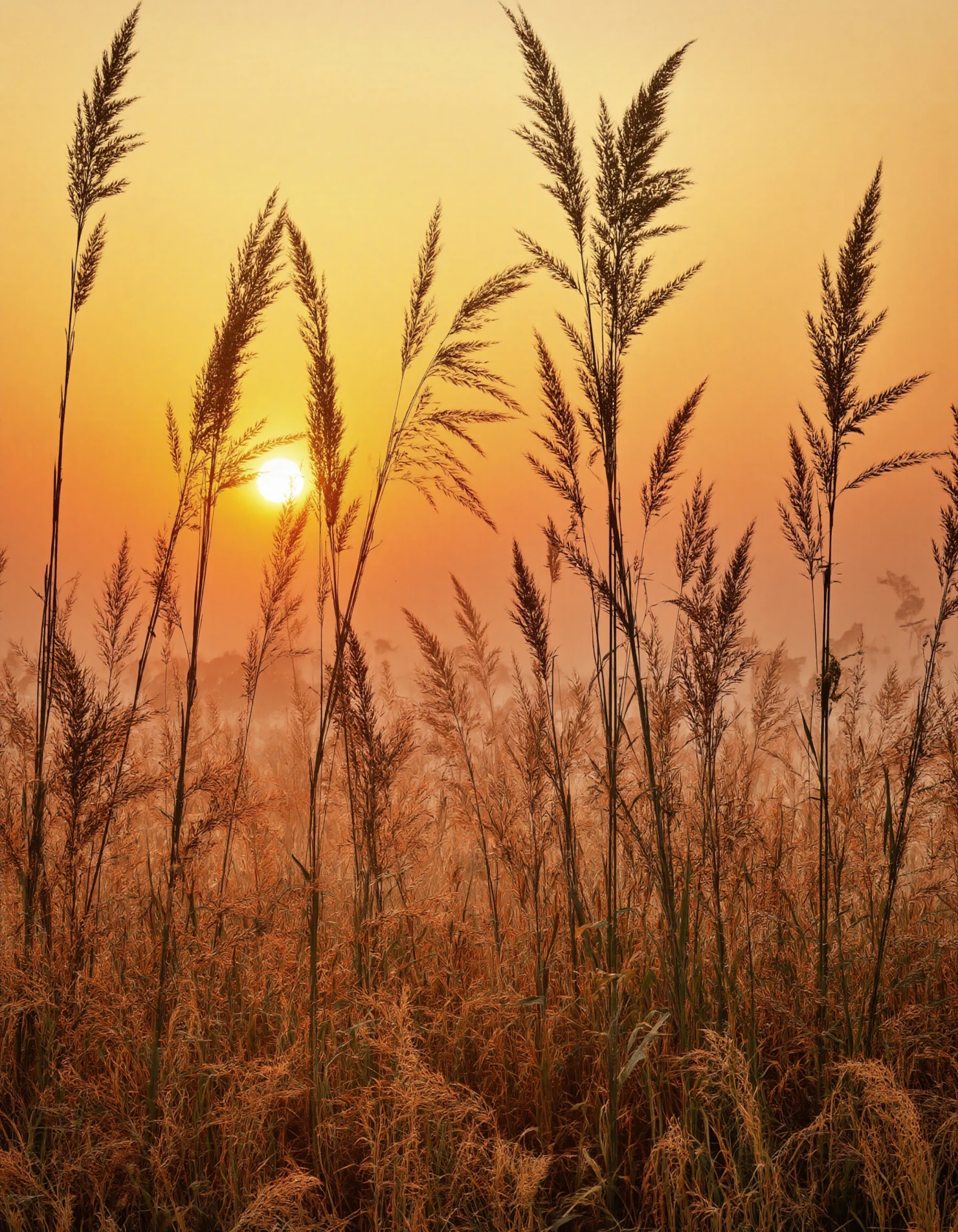 Golden Sunrise over Reeds and Meadow #40129