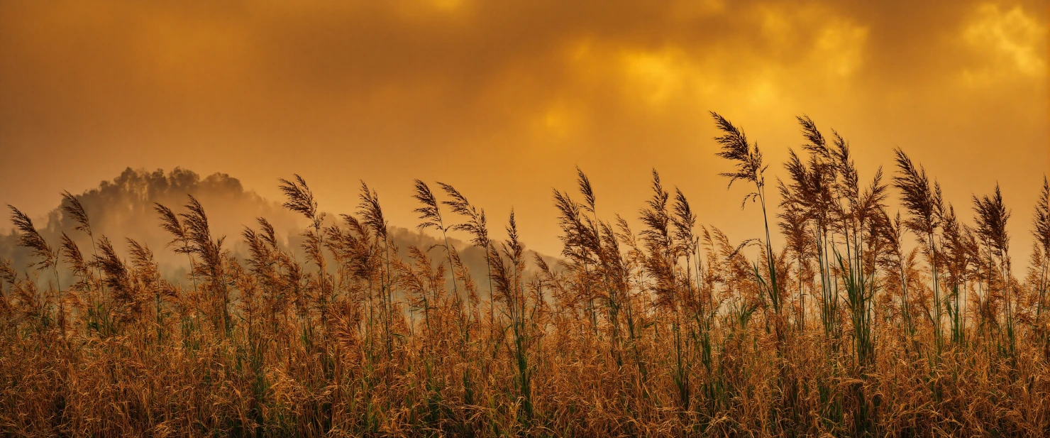 Golden Sunrise over Reeds and Meadow #40131