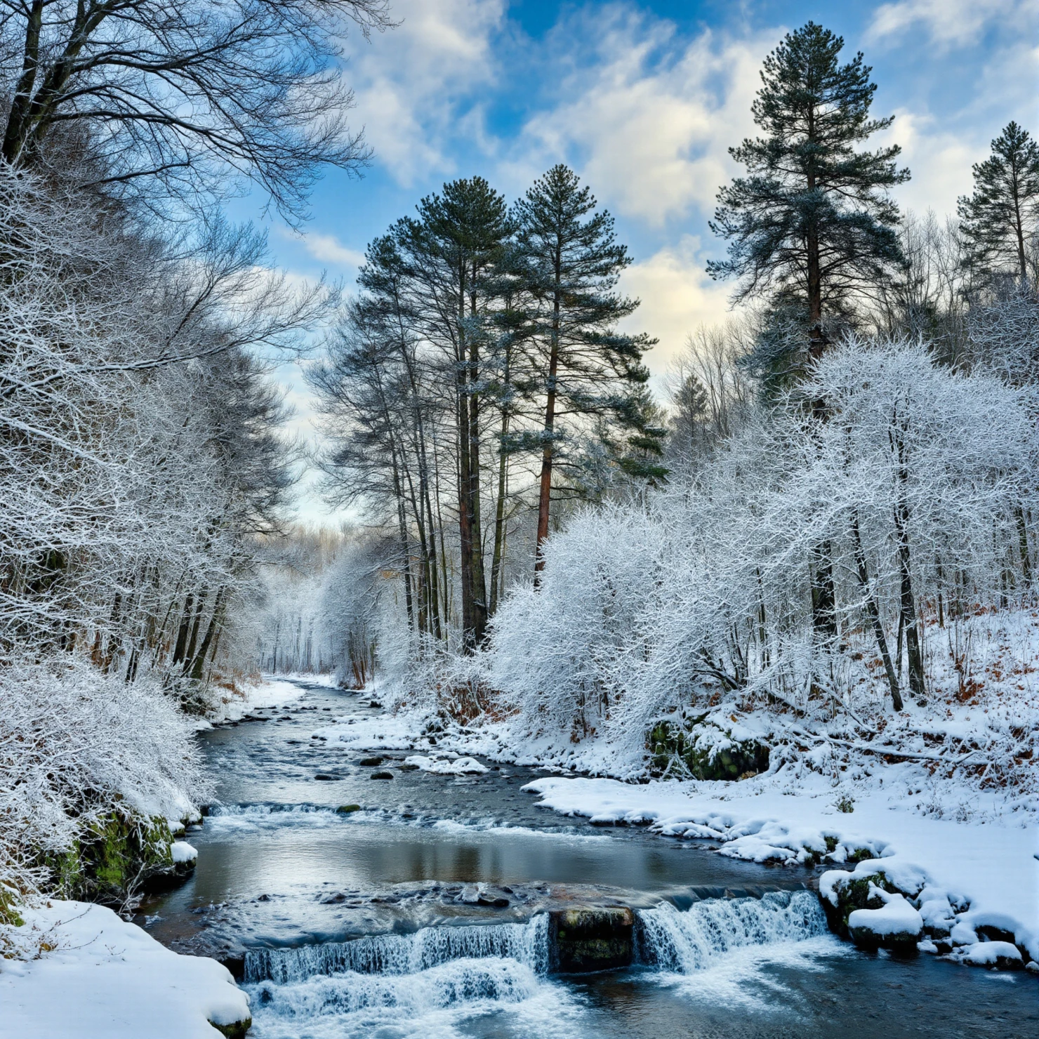 Snowy Waterfall Scene #40195